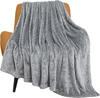 TOONOW Super Soft Fleece Throw Blanket 50x60 - Lightweight Fuzzy Textured Flannel Plush Warm Cozy for Couch Sofa Bed, Light Grey