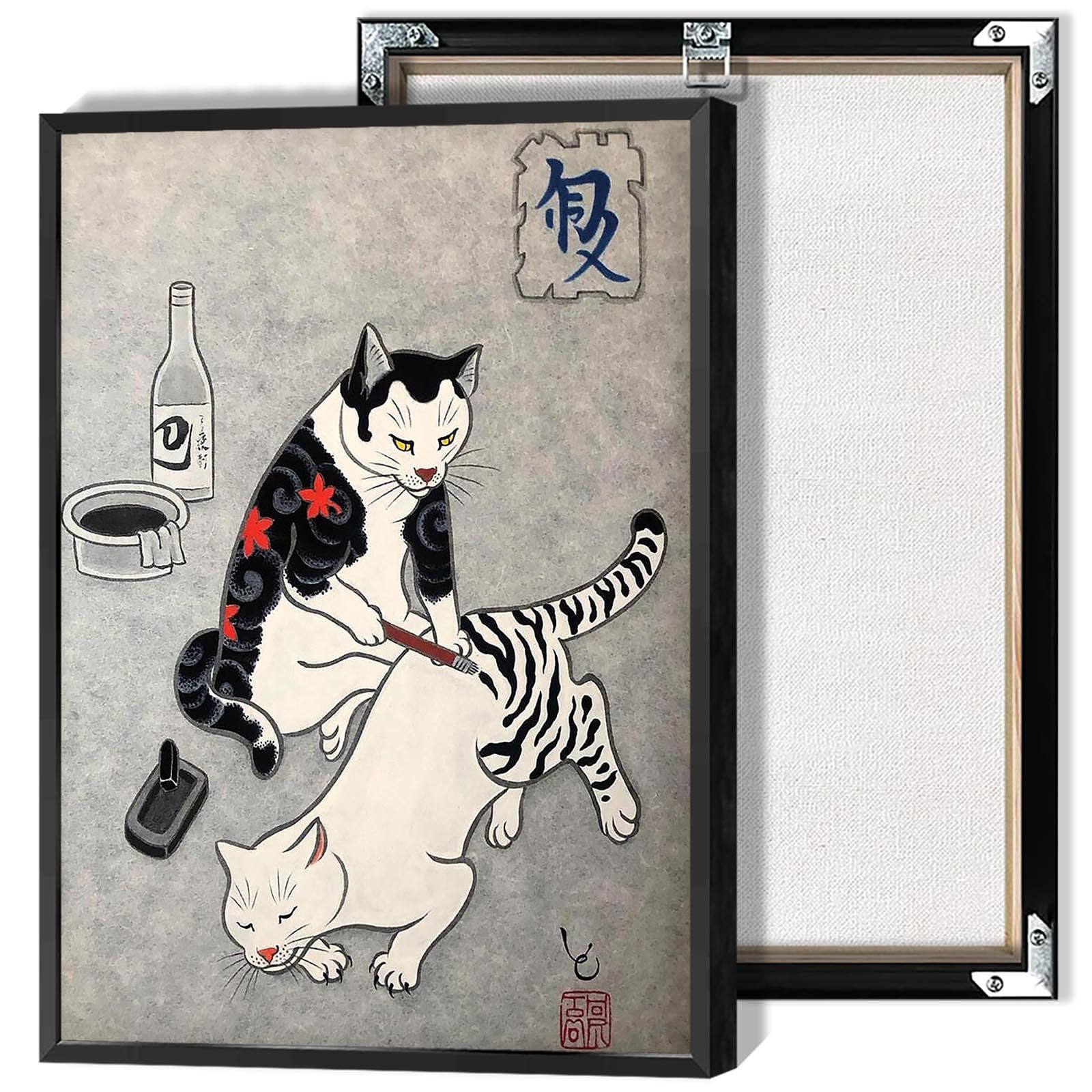 Amazon.com: Vintage Japan Monmon Cat Poster Ukiyo-E Cat Canvas