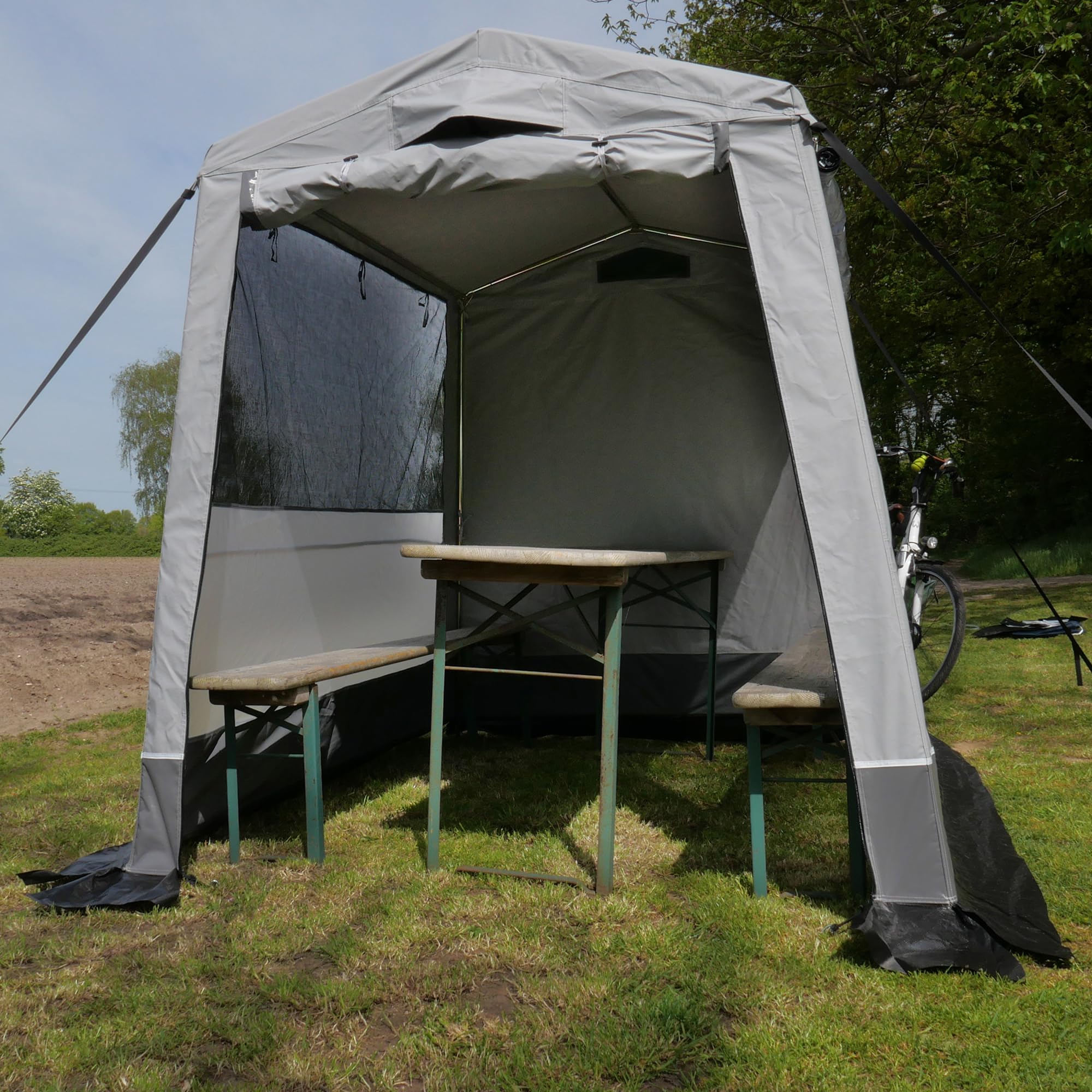 Your GEAR tenda Trient Multi Storage – Attrezzatura da cucina, tenda impermeabile, 240 x 180 x 200 cm, 2 finestre, UV 50+, adatta per l'inverno, tetto e pareti in PVC