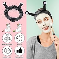 Vista 4 de Diadema de lavado facial, bandas para el cabello de spa de palma y caracol, diademas de maquillaje para mujeres, diadema elástica de forro polar