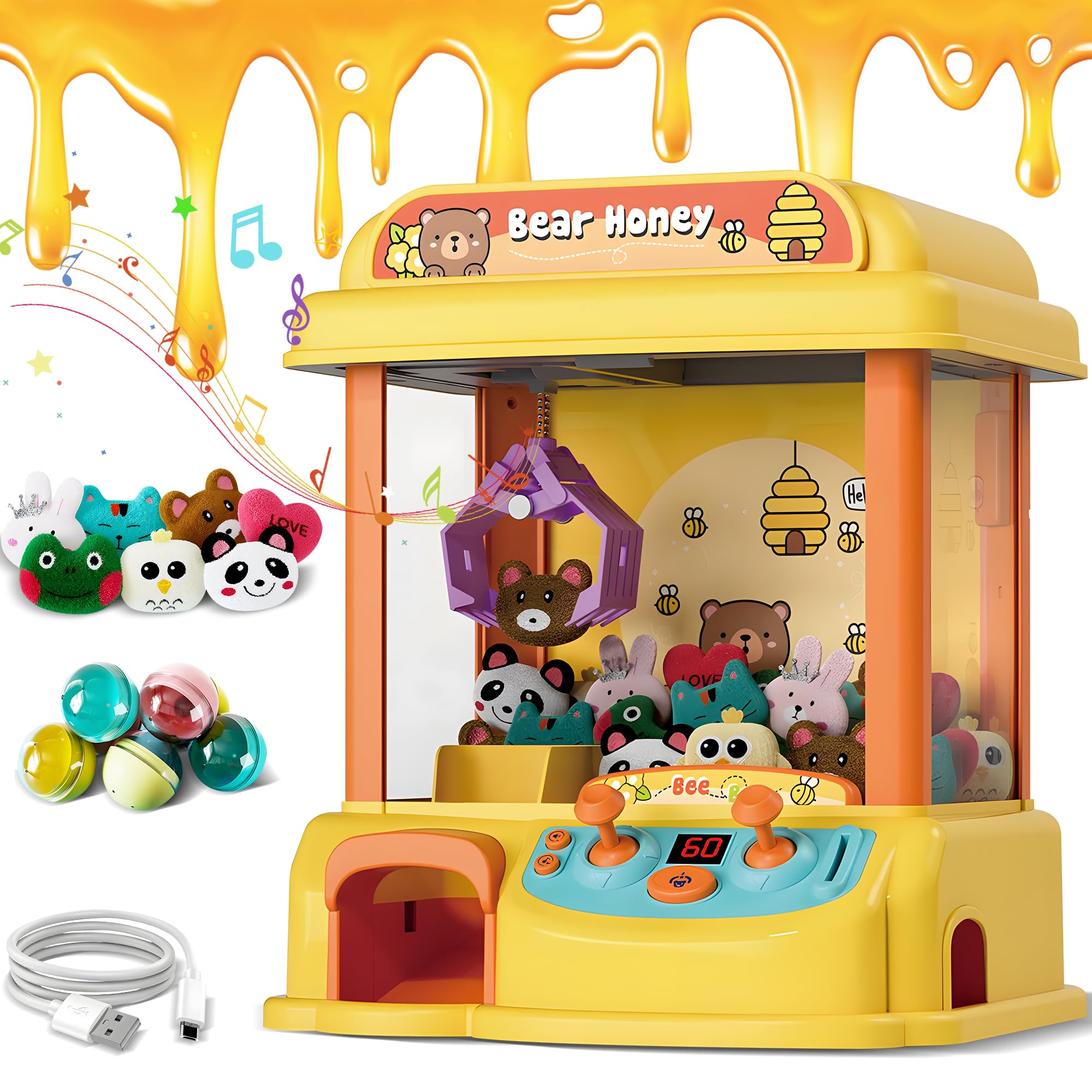 Kids Claw Machine - Toy Vending Machine for Kids with Plush Prizes, Lights &amp; Sound, Electronic Claw Game Machine for Boys &amp; Girls, Arcade Prize Dispenser for Party &amp; Birthday Gifts