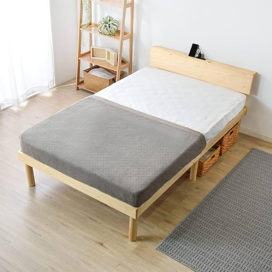 天然木 北欧パイン ベッド フレーム 宮棚 2口コンセント シングル すのこ Amazon｜シングル 北欧パイン 宮棚 2口コンセント すのこベッド ベッド