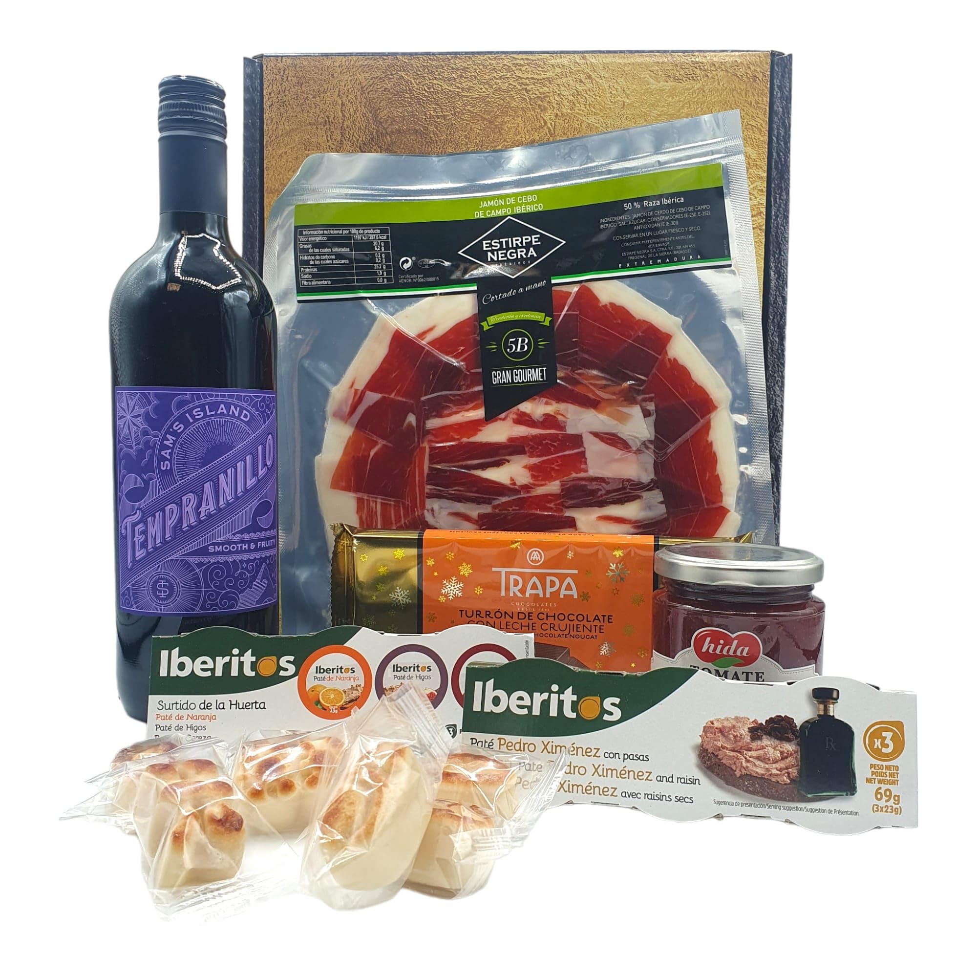 Cesta Gourmet para Regalar S | Perfecta como Cesta Regalo de Día del Padre | Incluye 1 Aceite de Oliva Virgen Extra + 1 Salchichón y 1 Sobrasada Ibérica + Crema Floral de Queso + Paté al PX con pasas — view 8