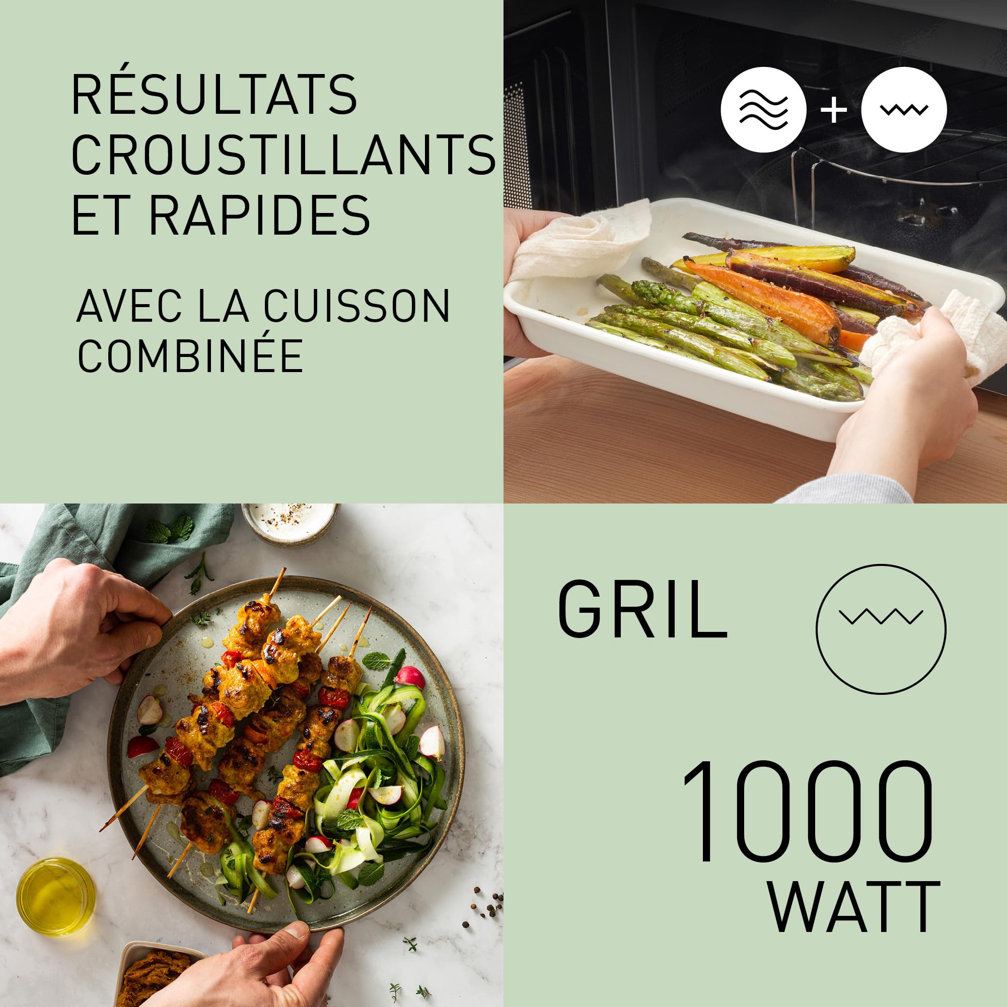 Panasonic NN-GM23QMEPG Four à Micro-Ondes Gril 20L avec Plateau en Verre et Grille Métallique, 800W, Grill 1000W, Décongélation, Réglage par Cadran, Quick 30, Minuterie, Argent