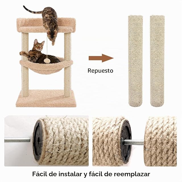Foto 5 de 7 de BORDEAG 2 Piezas Poste Rascador para Gatos, 40 * 8cm Recambio Rascador para Gatos