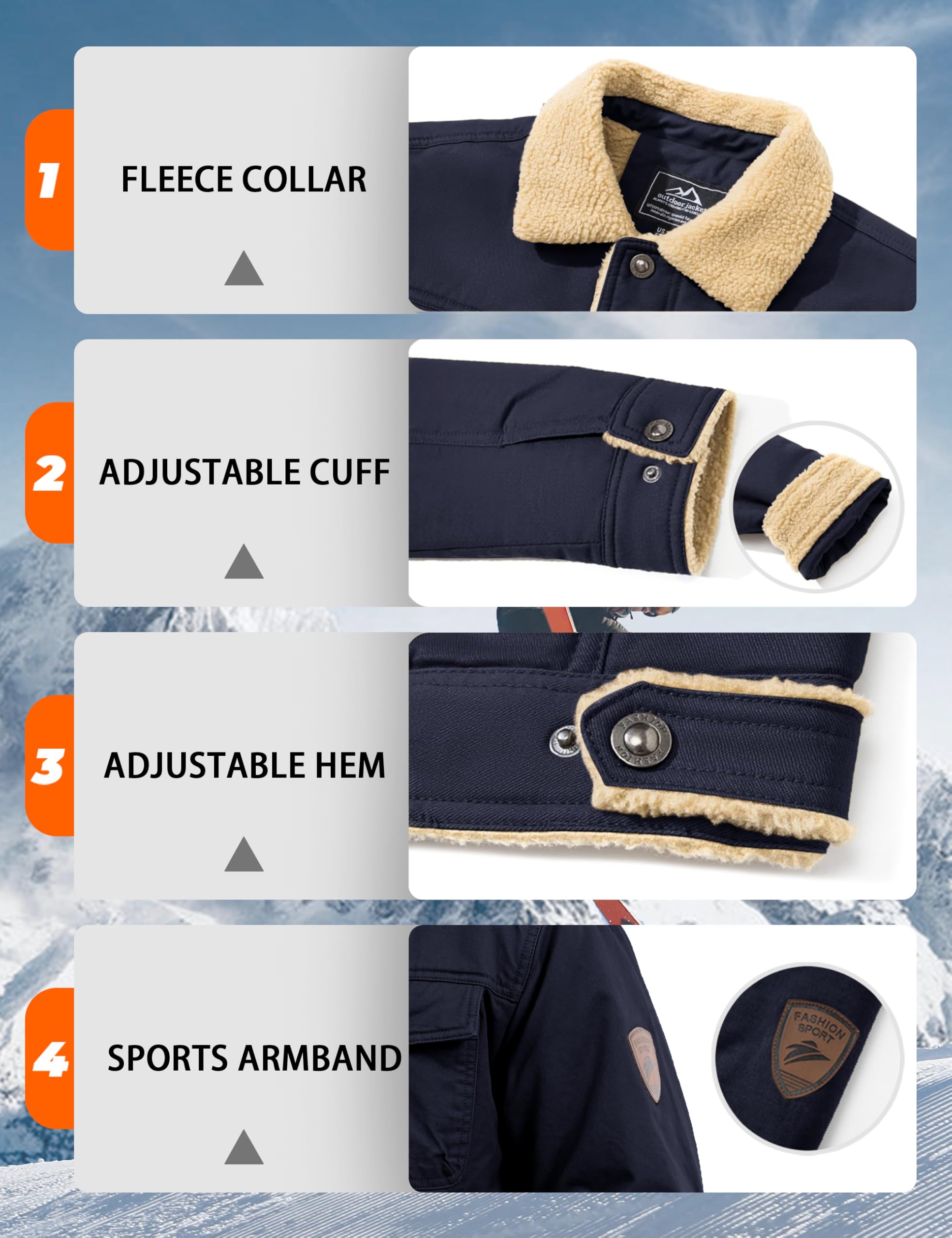 MAGCOMSEN Giacca Invernale da Uomo Giacca di Transizione Calda con Interno in Pile Giacca da Volo Antivento Giacca Bomber Cargo