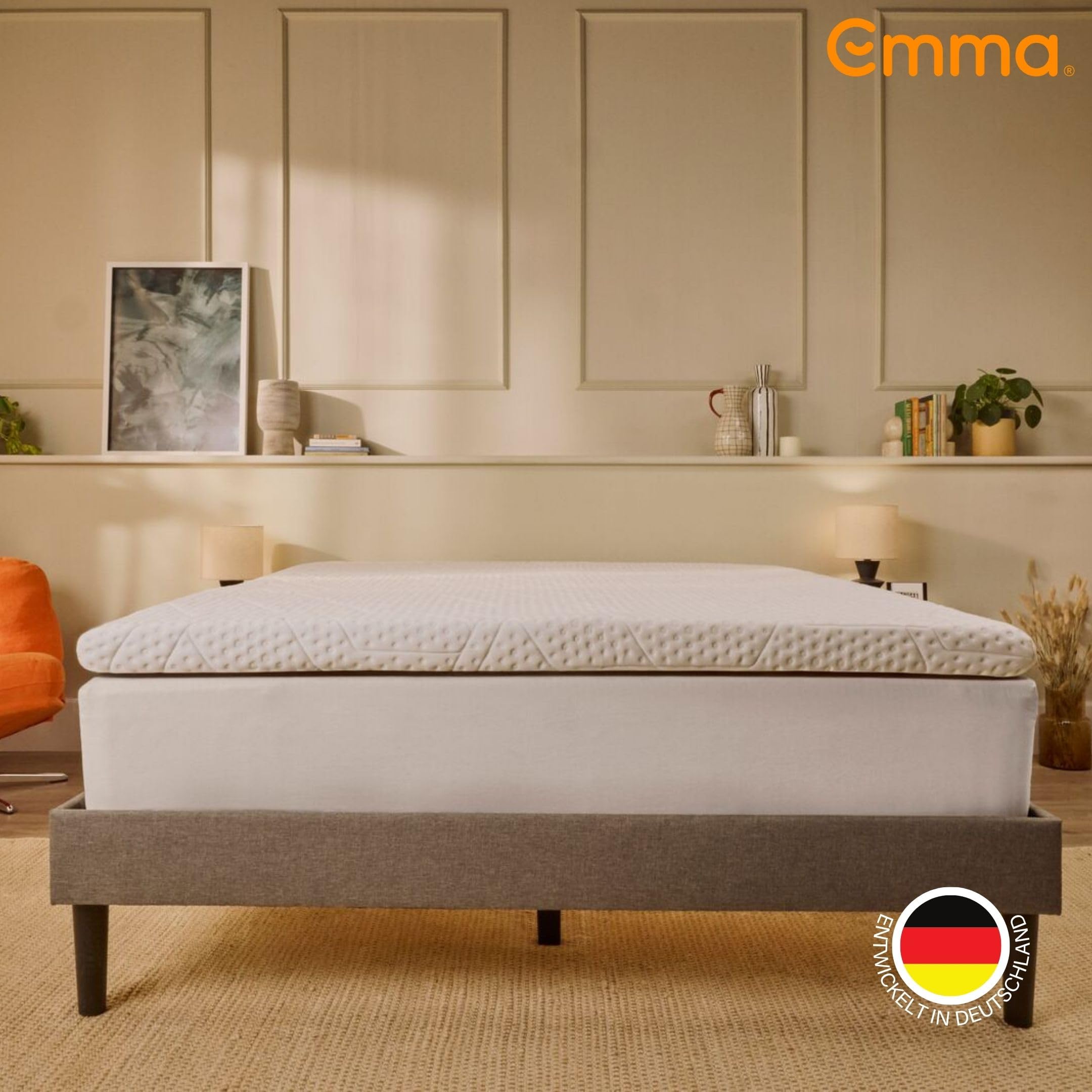 Emma Premium Topper 180x200 | Atmungsaktiver & Klimaregulierender Matratzentopper | 8 cm Höhe | Waschbarer Bezug