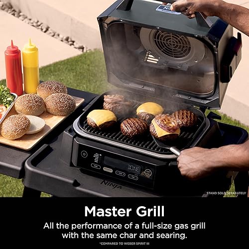 Miniatura 6 de Ninja Woodfire Parrilla y Ahumador para Exteriores, Funcionalidad 6 en 1, Parrilla, Ahumar, Hornear, Asar, Freír al Aire, Asar a la Parrilla,