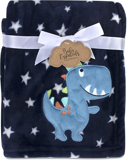 BaEssentials Nursery,Bedding,Blankets & Swaddlers,Blankets Baby Essentials Plush Fleece Throw and Receiving Baby Blankets for Boys and Girls (Blue Dino)