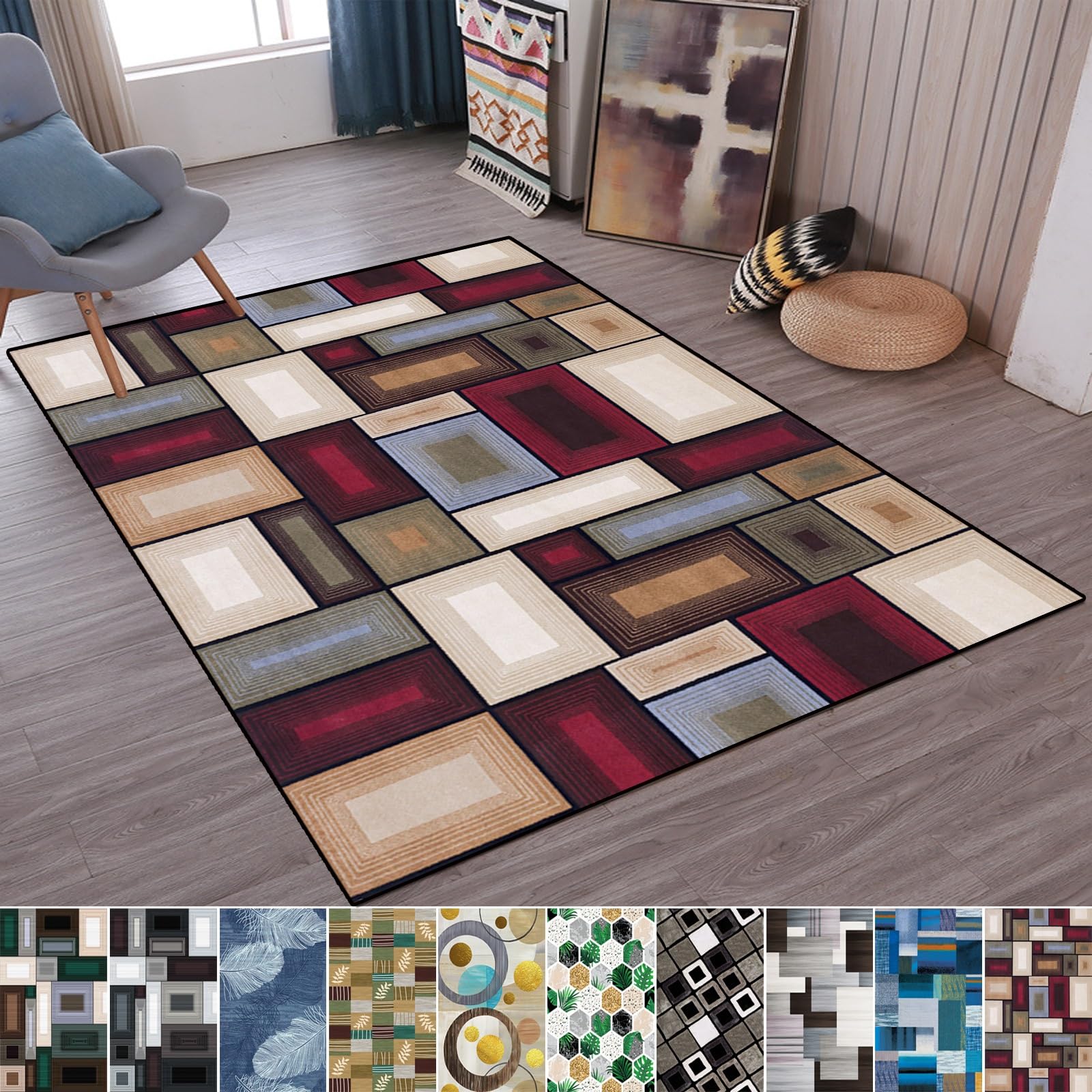 Alfombra de pasillo vintage con base antideslizante que no se desprende