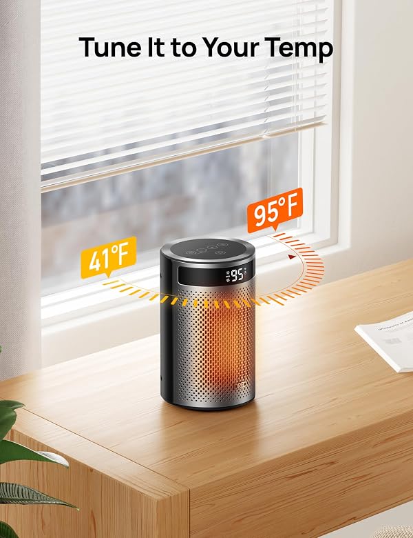 DREO Space Heaters for Indoor Use, Portable Heater with Thermostat, 1-12H Timer, Remote, Eco Mode, 1500W PTC Ceramic Fast Safety Heater for Office Bedroom by DREO - Image 6