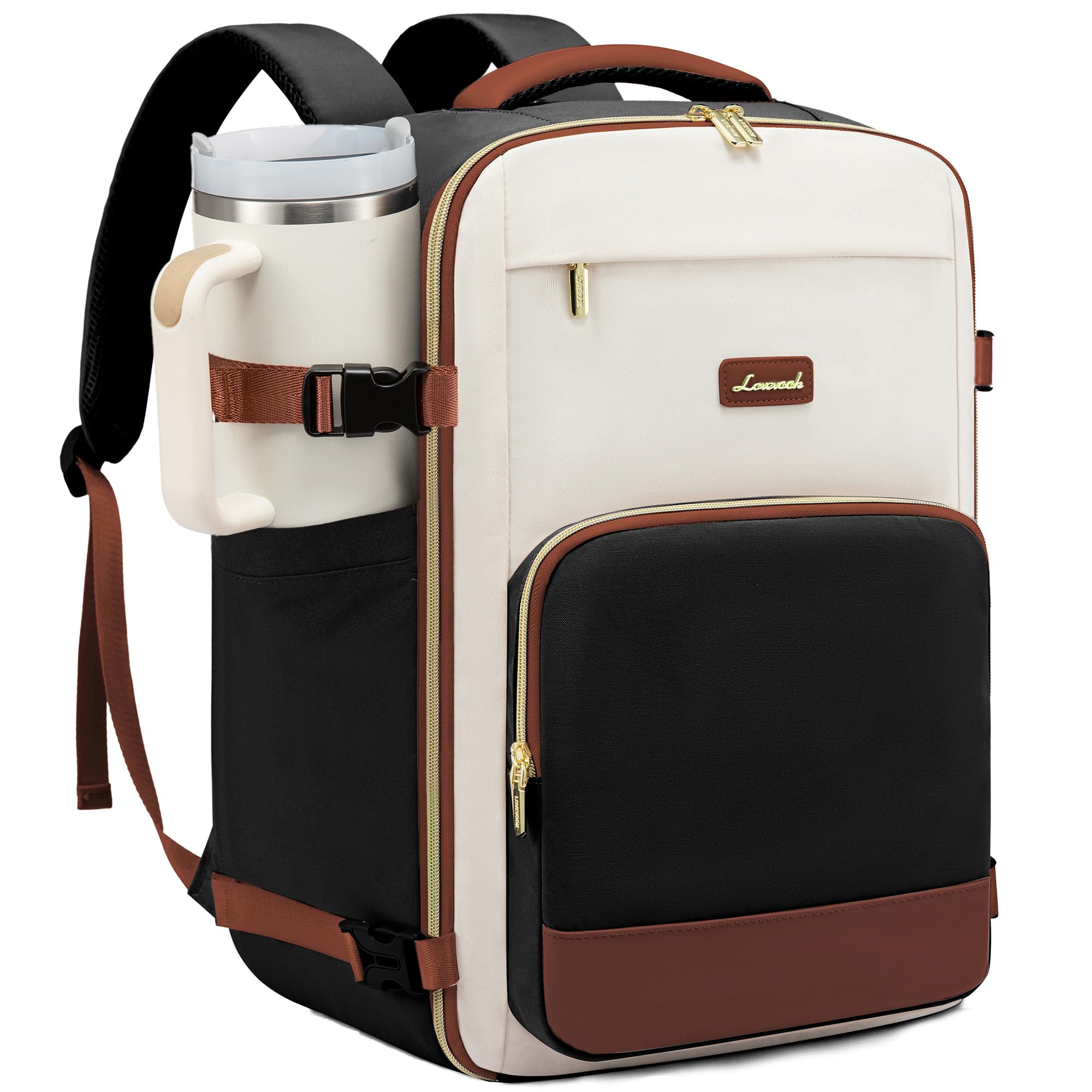 LOVEVOOK Handgepäck Rucksack, Rucksack Handgepäck Flugzeug, Groß Reiserucksack Damen Spritzwasserfest, Travel Backpack für Reise und Business, Urlaub Must Haves
