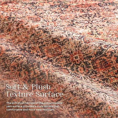Miniatura 147 de Phantoscope Vintage Collection - Alfombra de área de 8 x 10 pies, alfombra grande para sala de estar, lavable, bohemio, antideslizante