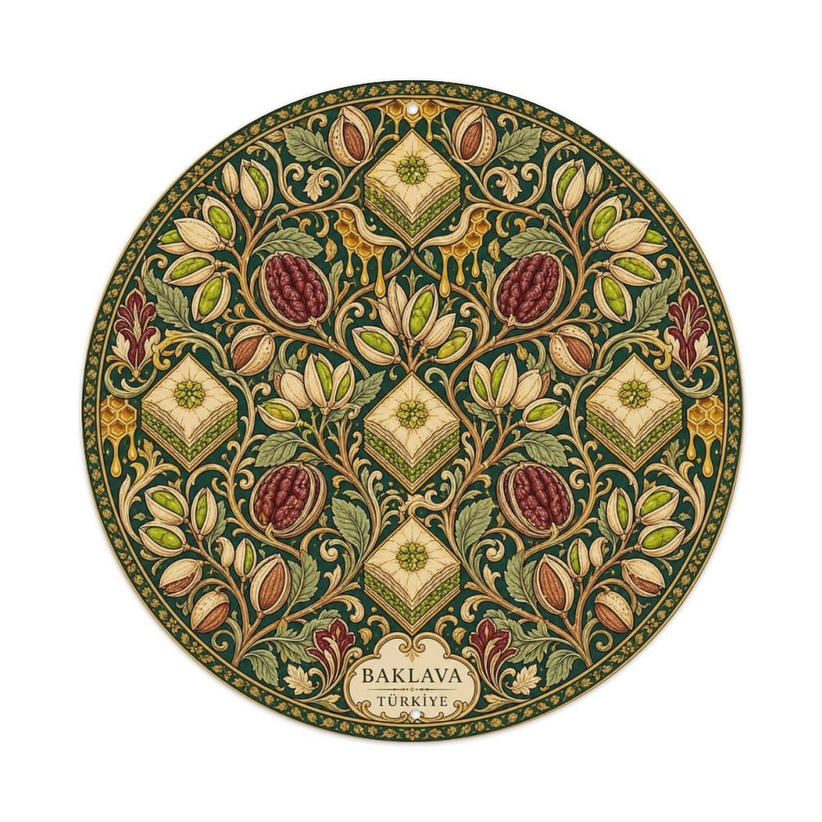Baklava Turkish Dessert Cuisine Pattern Heritage Metal Tin Sign