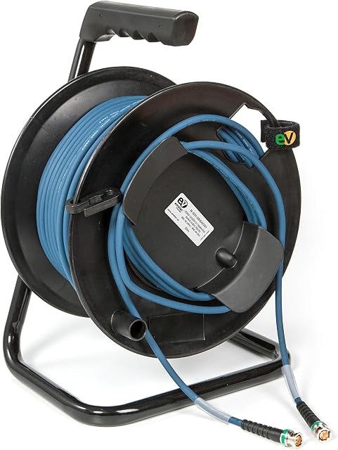 Emelec VíasCom R-SDI-3006A/050-50 m Video Cable 4K-UHD 12G-SDI (0.8/3.75/6.0) Mounted on Cable Holder with BNC 4K-UHD Unifilar Conductor - Blue - PVC Flexible