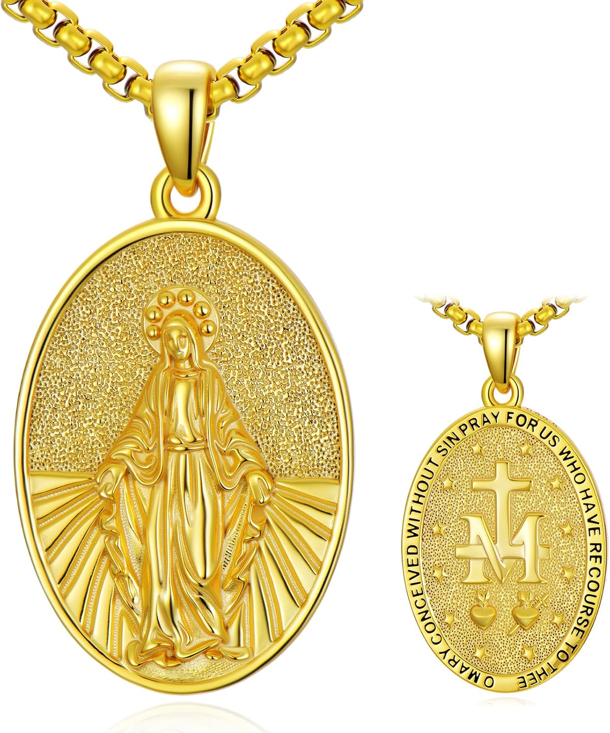 925 Sterling Silver St Michael/St Benedict/Virgin Mary Miraculous Medal Necklace Protection Amulet Pendant Catholic Medallions Jewelry