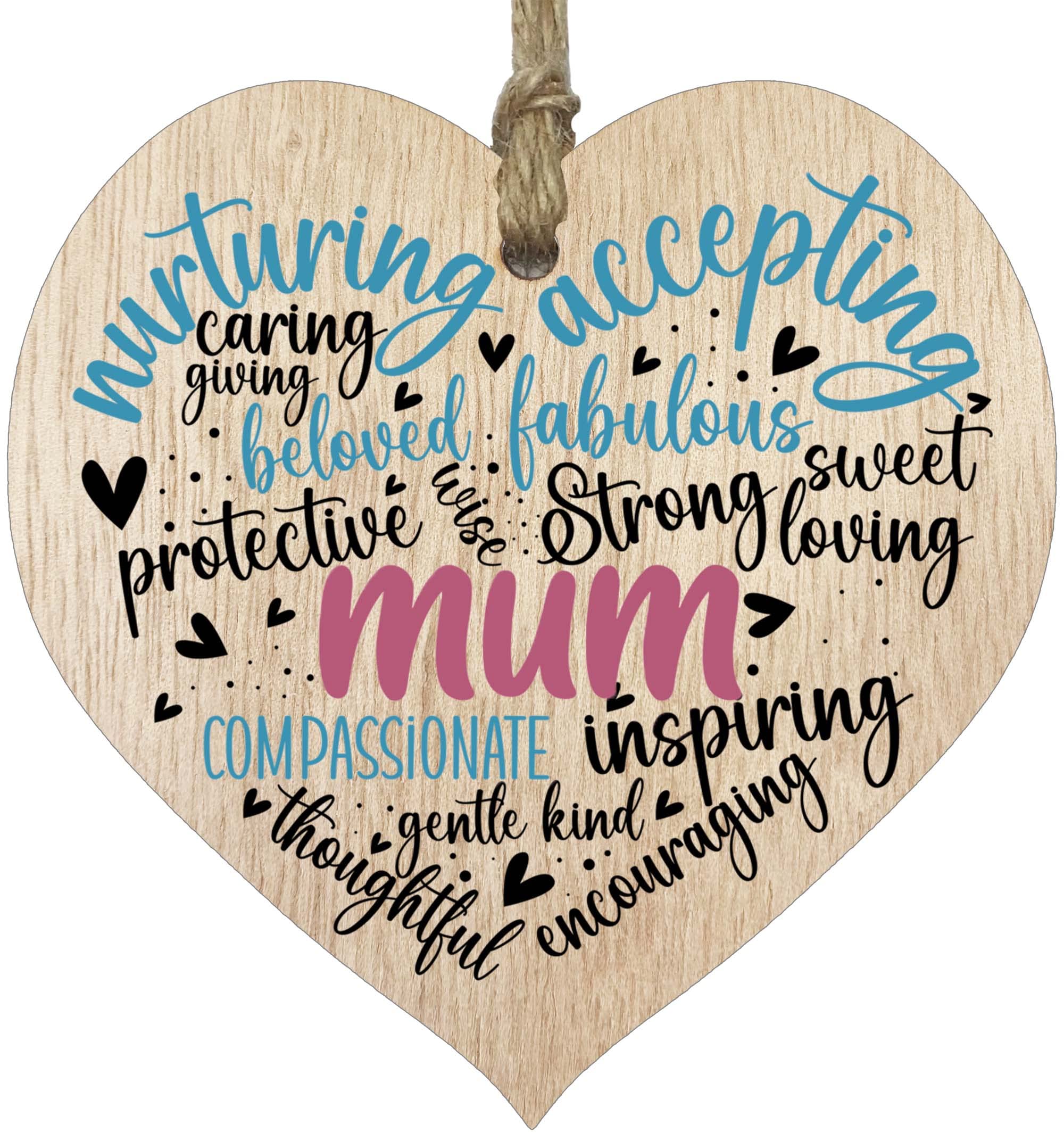 Mum Birthday Gifts Wooden Heart Plaque, Light Wood Sign, Mothers Day Gifts for Her, Worlds Best Mum Hanging Wood Heart, Mum Mother, Presents For Mum on Her Birthday - Made in The UK by Stuff4