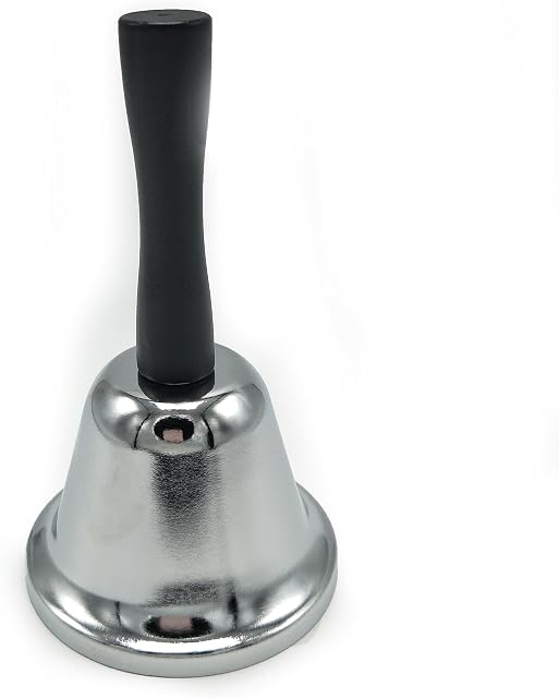 ECHI Metal Tea Hand Bell, Gold Plated Hand held Loud Call Service Bell Alarm (SILVER)