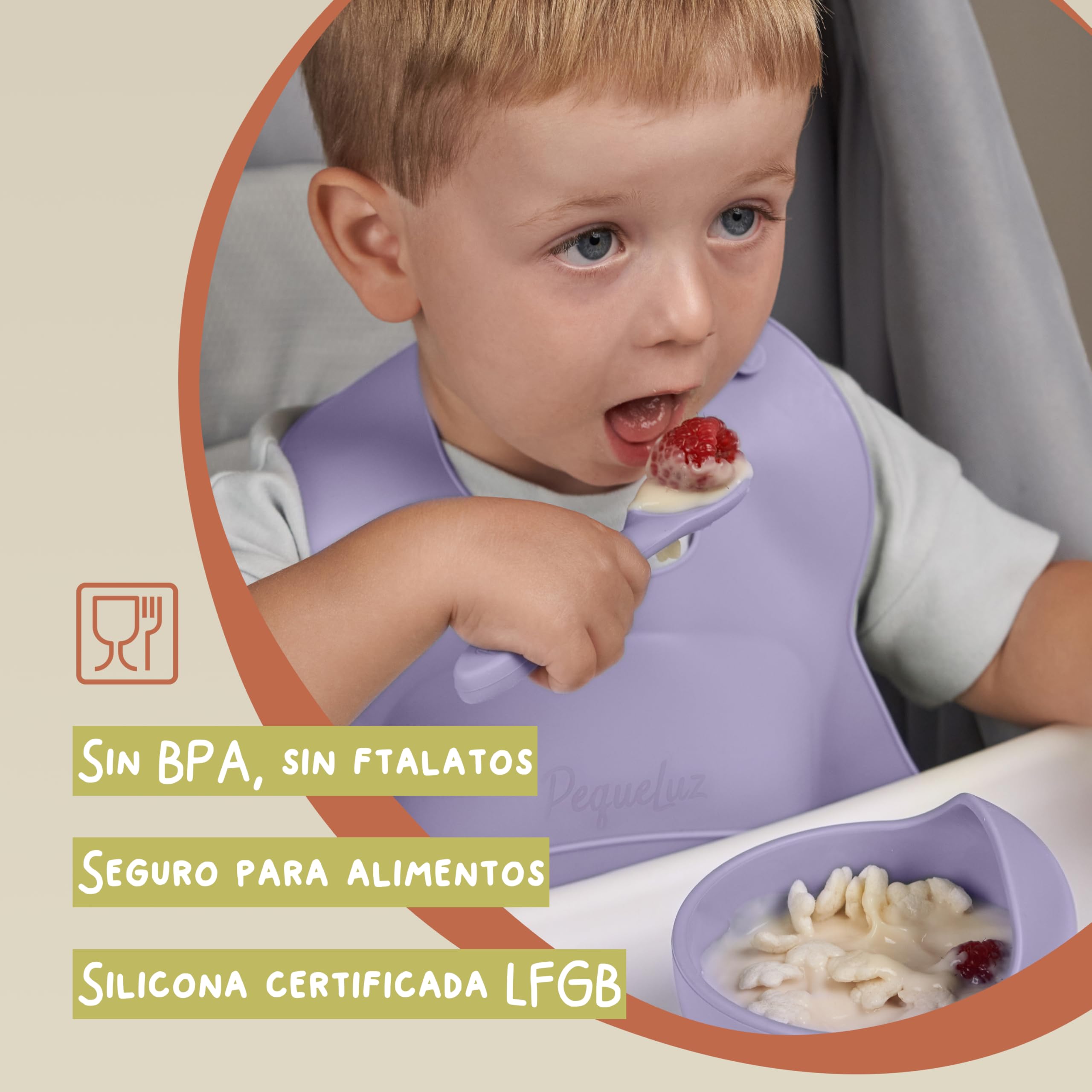 Babygeschirr Set Silikon LFGB 10-teilig BPA-frei Lila | BLW Set mit Saugnapfteller, Schüssel, Trinklernbecher, Lätzchen & Besteck