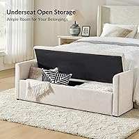 Vista 18 de HULALA HOME Banco otomano moderno de almacenamiento con almohadas, banco extra largo de dormitorio de 59.4 pulgadas para pie de cama, cómodo Azul