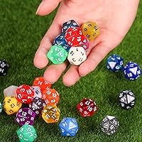 Vista 2 de TecUnite Juego de 25 dados poliédricos laterales de 25 piezas con bolsa negra compatible con RPG MTG y otros con varios colores surtidos aleatorios