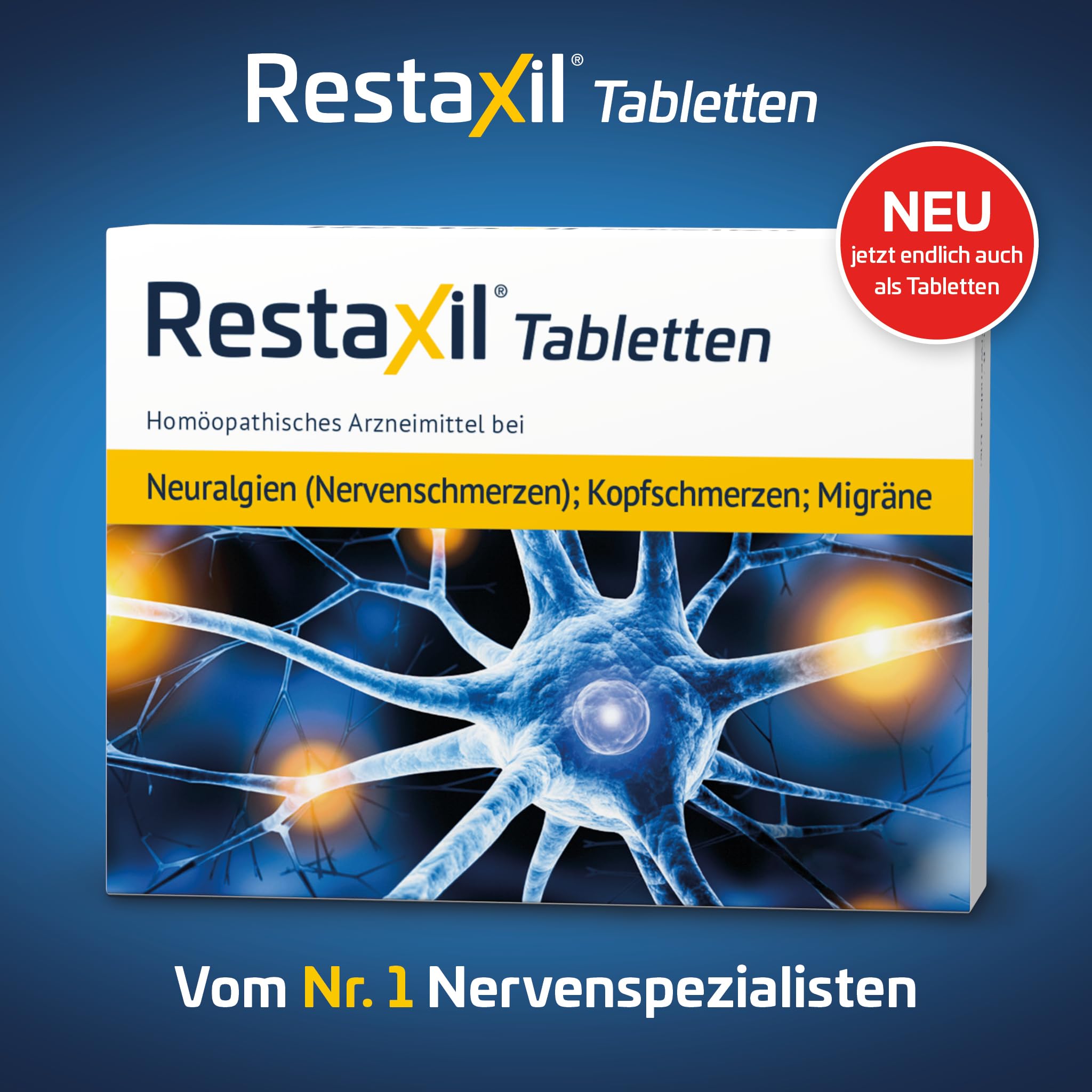 Restaxil® Tabletten [60 Stück] – Natürliches Arzneimittel bei Nervenschmerzen wie Neuralgien, Migräne & Ischias – lindert stechende, ausstrahlende Schmerzen – gut verträglich & rezeptfrei