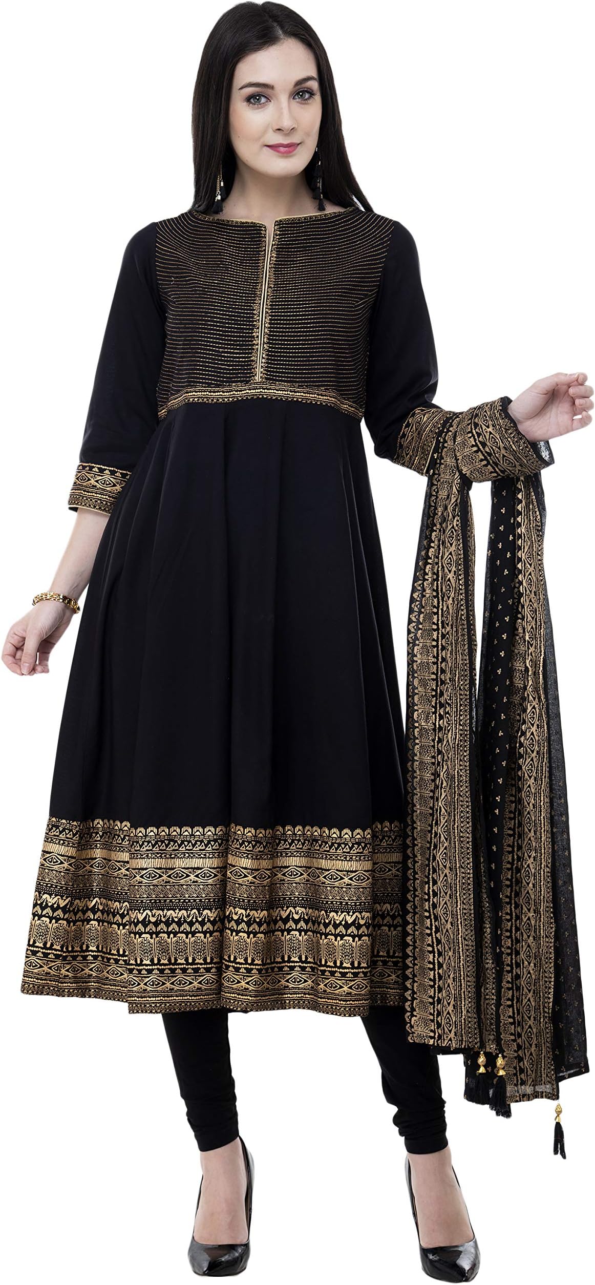 SWAN INDIA Women's Rayon Embroidery Anarkali Set With Duppatta