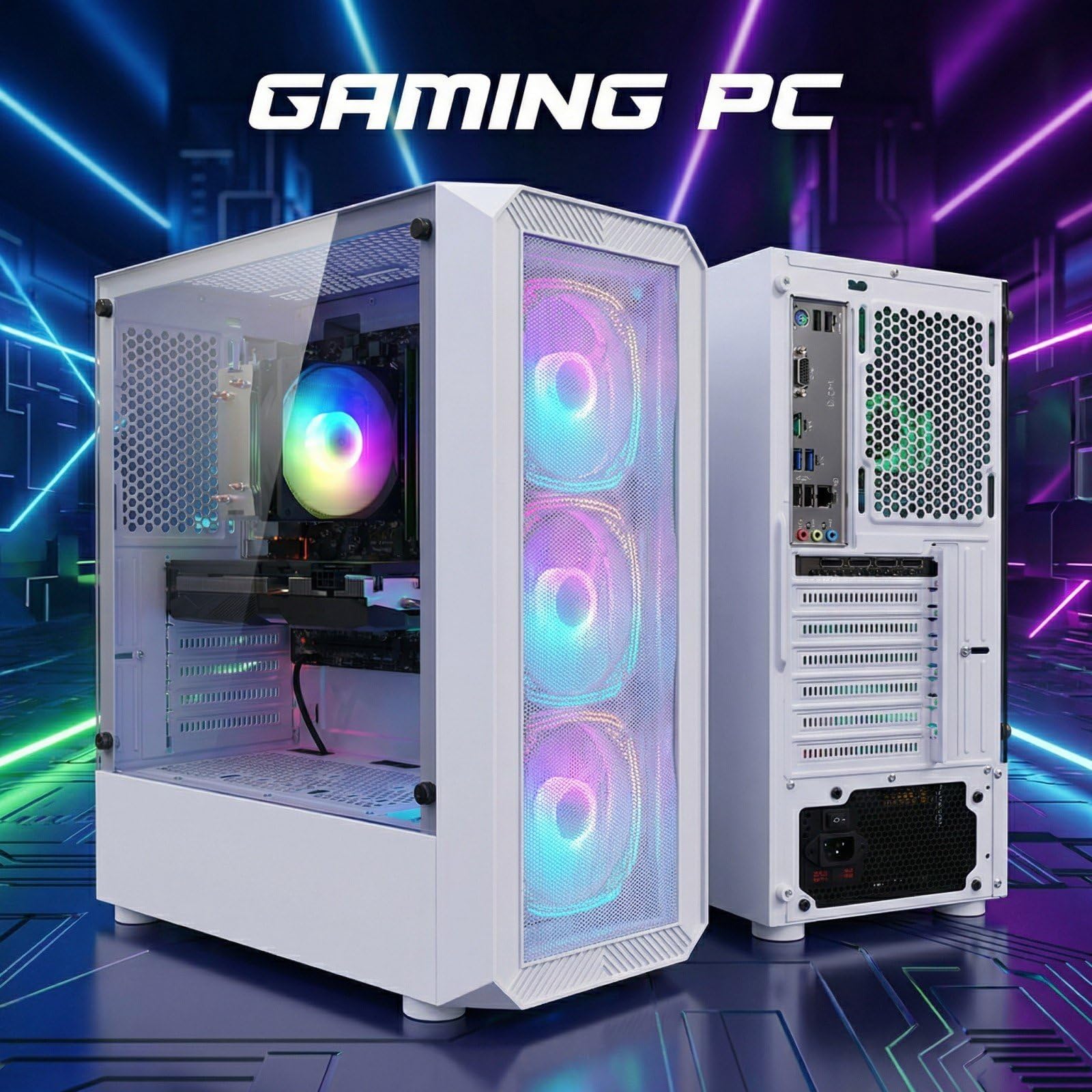 STGsivir Gaming PC, Ryzen 7 5700X, RTX 2060S 8G, 16G DDR4, 1T SSD | Gaming Computer für Streaming,Videobearbeitung,Hausaufgaben, bis zu 4.6 GHz, WLAN 6, BT 5.0, 4K,HDMI,DP, Win11 Pro, ARGB