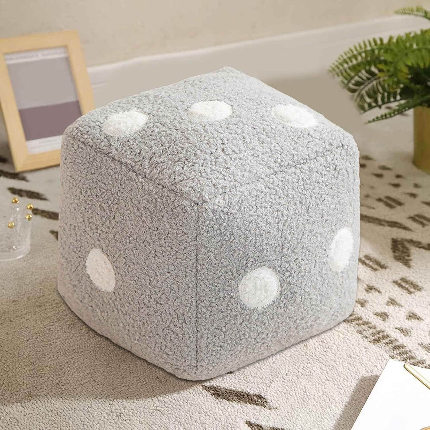 Dice Plush Pillow, Creative Funny Simulation Dice Plush Pillow, Dice Cubic Throw Pillow Dice, Plush Pendant Stuffed Soft Sofa Back Cushion for Couch Bedroom Living Room Car Decor (Black)