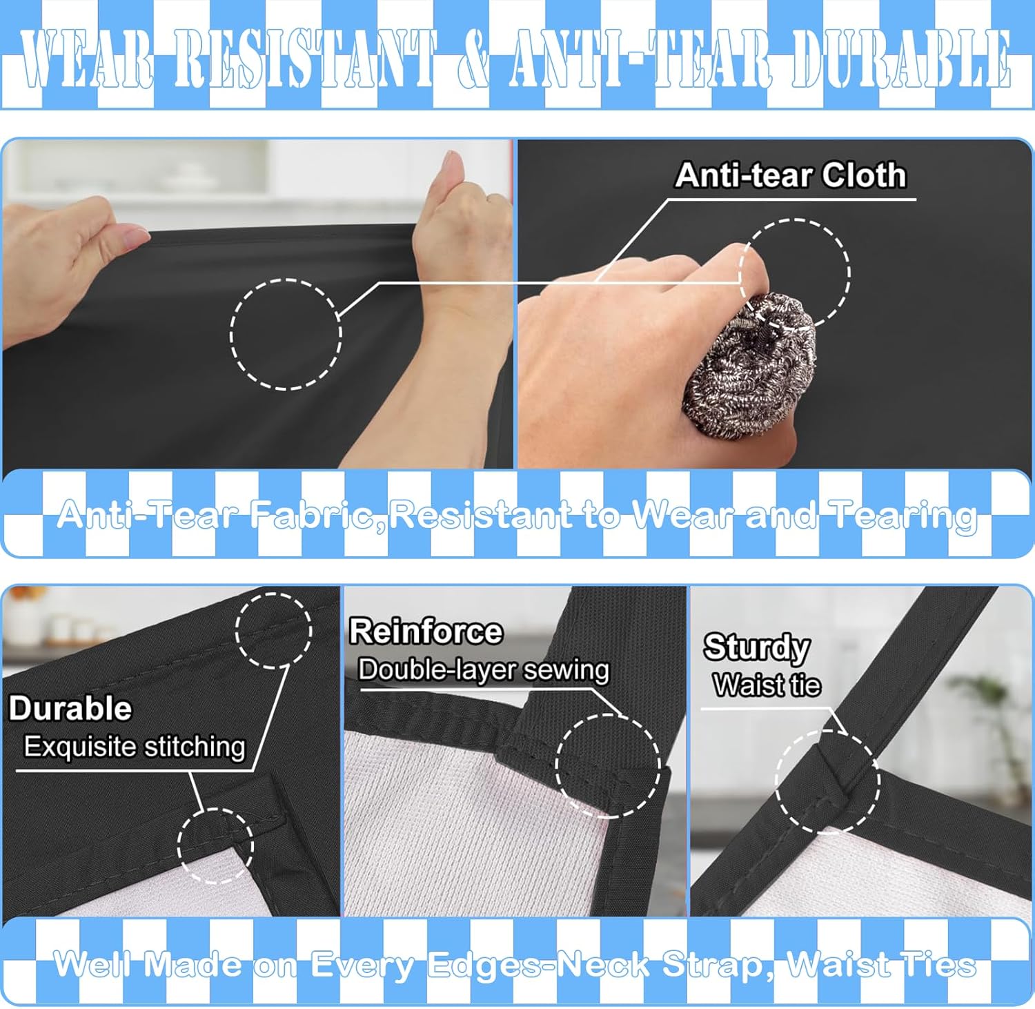 Adjustable Neck Bib Apron with Pocket for Men Women, Waterproof Aprons Gifts for Kitchen Baking Chef Painting Gardening - Image 5