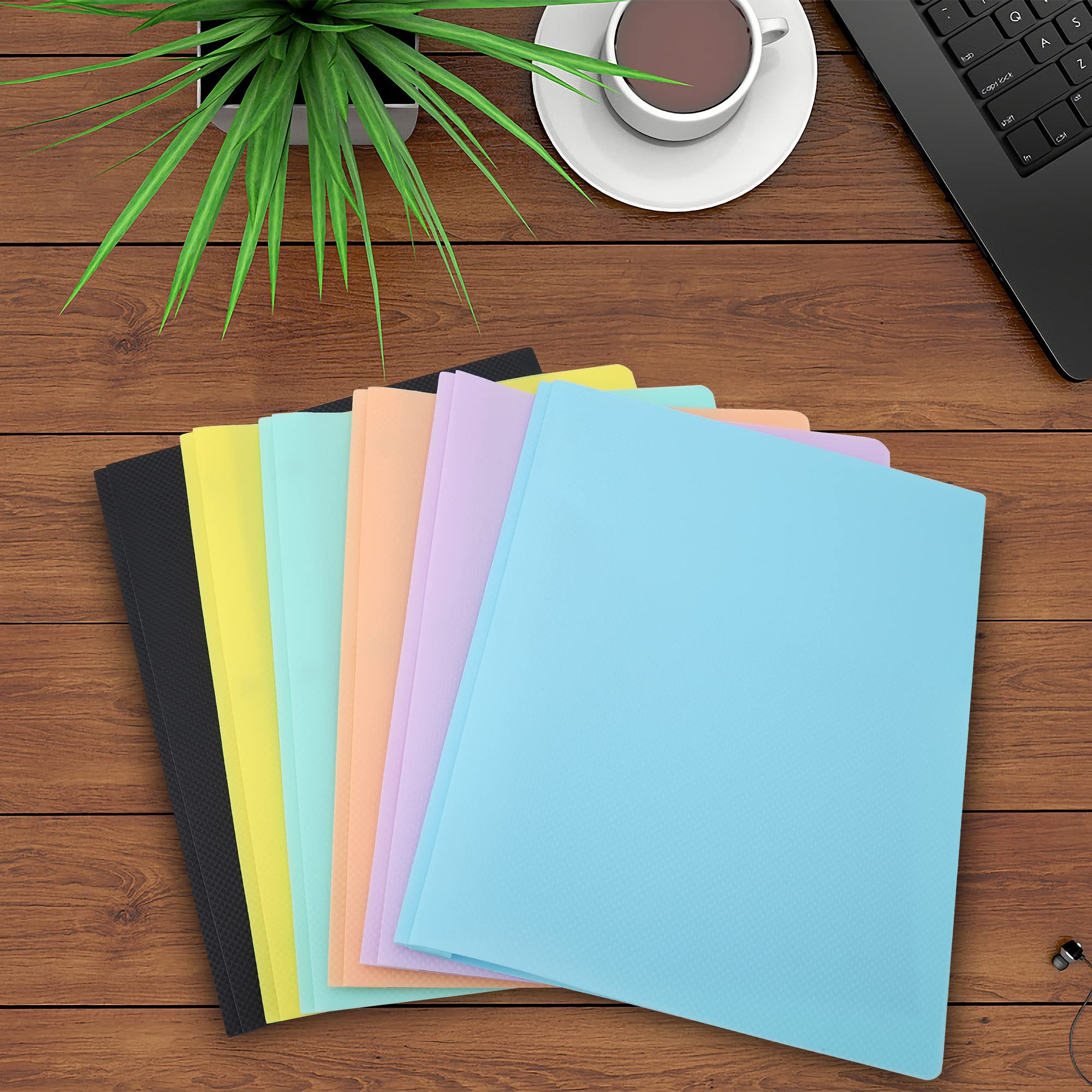 Carpetas de archivos de plástico con bolsillos – (paquete de 5 unidades, colores surtidos) carpeta resistente de 3 agujeros con dos bolsillos carpetas de 3 puntas tamaño A4 carpetas de plástico