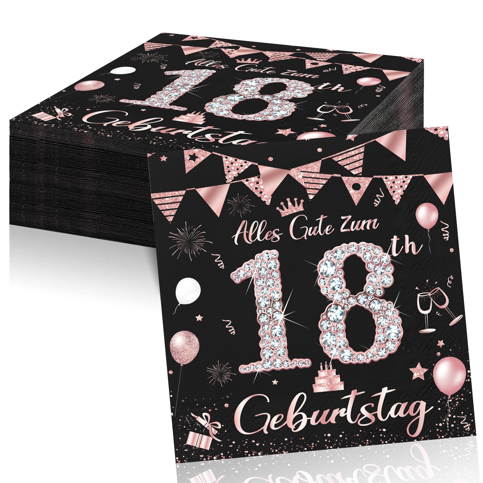 Geburtstagsdeko Servietten,Schwarz Gold Papier Party Servietten Tischdeko