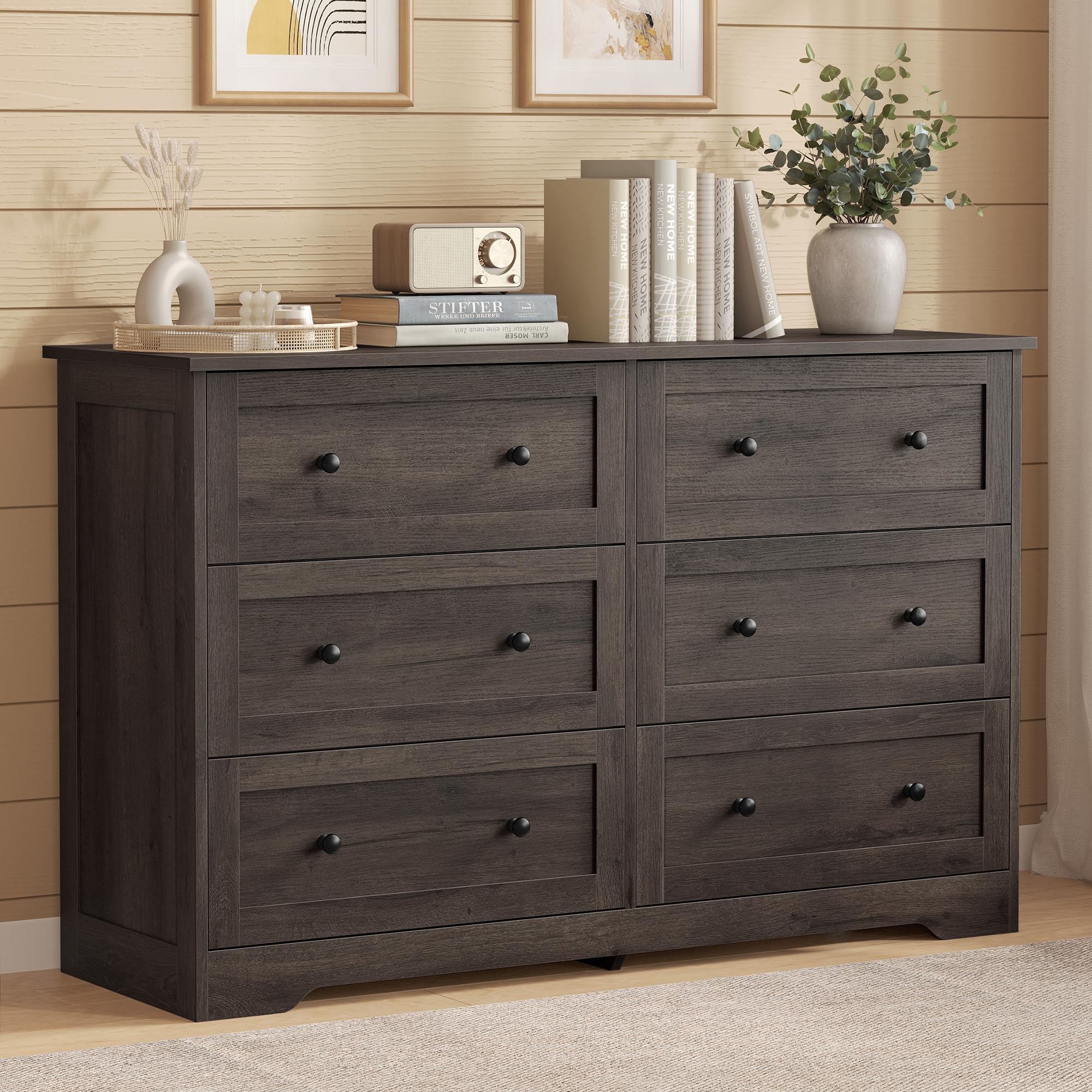 6-Drawer Dresser with Large Capacity - Taupe