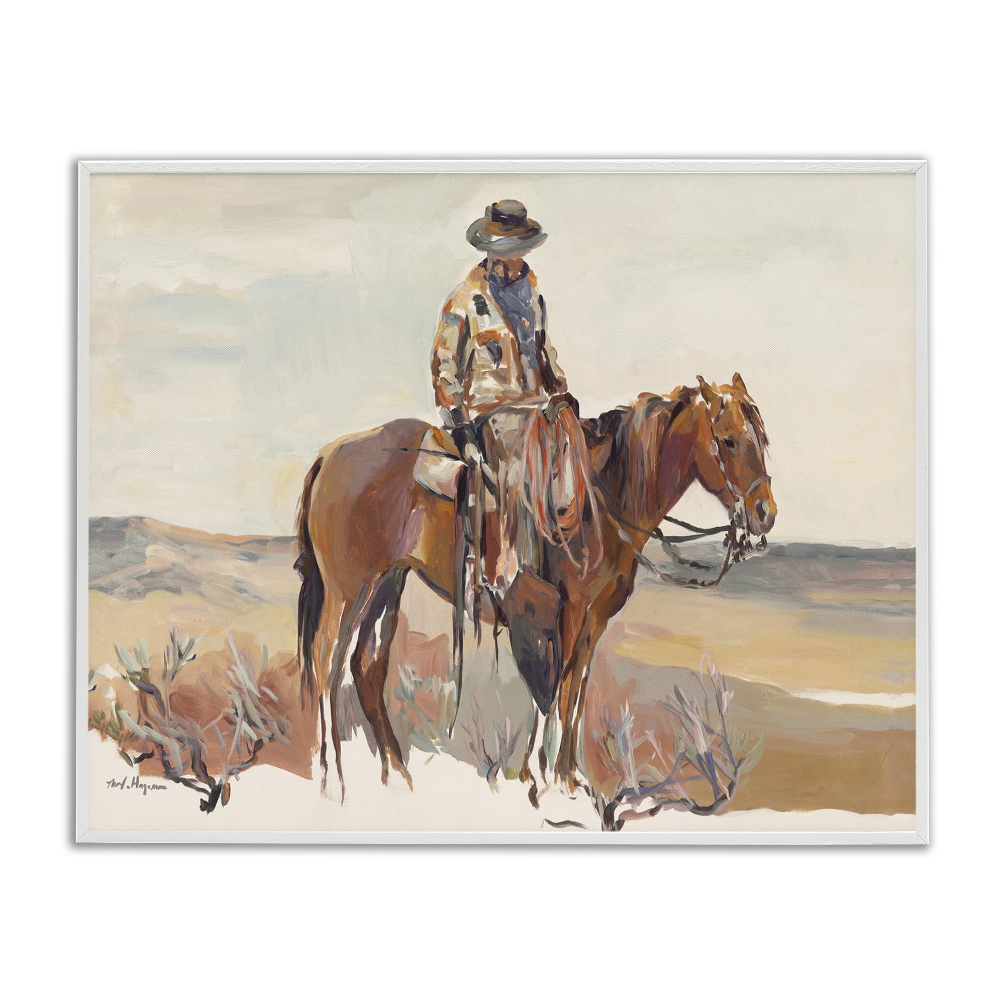 Stupell Industries 'Western Cowboy Fields', Framed Giclee Art, White, 20 x 16 Inches, Easy to Hang and Sturdy, Made in USA, by Marilyn Hageman