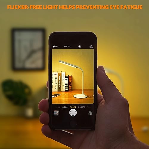 Miniatura 7 de DAC Lámpara de escritorio LED, lámpara de mesa para el cuidado de los ojos, cuello de cisne flexible de 360 grados, regulable continuamente, 3 modos