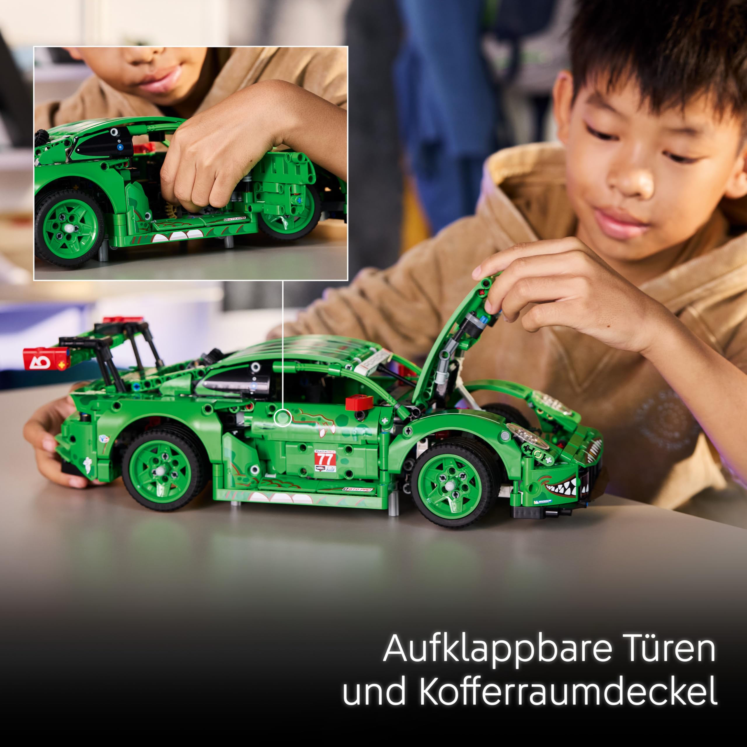 LEGO Technic Porsche 911 GT3 R Rexy AO Racing Rennwagen - Porsche Modellauto - Rennwagen zum Sammeln und Ausstellen - Porsche Modell Bauset ab 11 Jahren - Geschenk für Kinder & Autofans - 42224