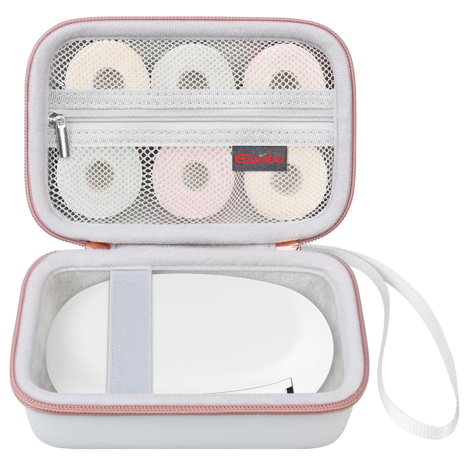 Elonbo Carrying Case for SUPVAN E10 Bluetooth Label Maker Machine, Portable Mini Thermal Label Printer Storage Holder, Wireless Small Handheld Sticker Maker Travel Bag, Pocket Fits Paper, White