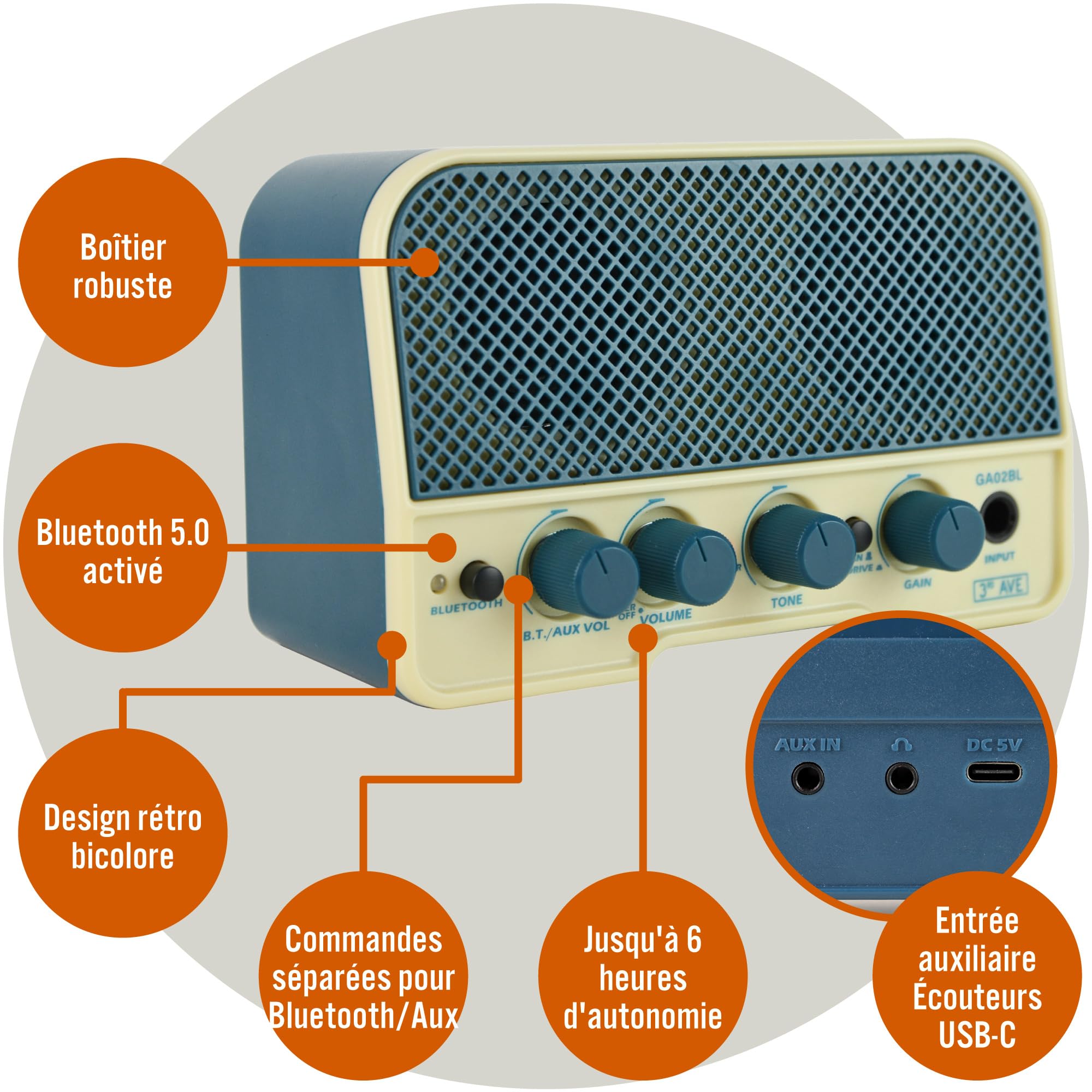 3Rd Avenue Mini Guitar Amplifier/Bluetooth Speaker