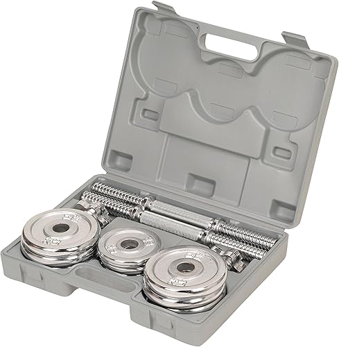 Miniatura 5 de Sunny Health  Fitness Juego de mancuernas cromadas de 33libras con funda de transporte - N 014