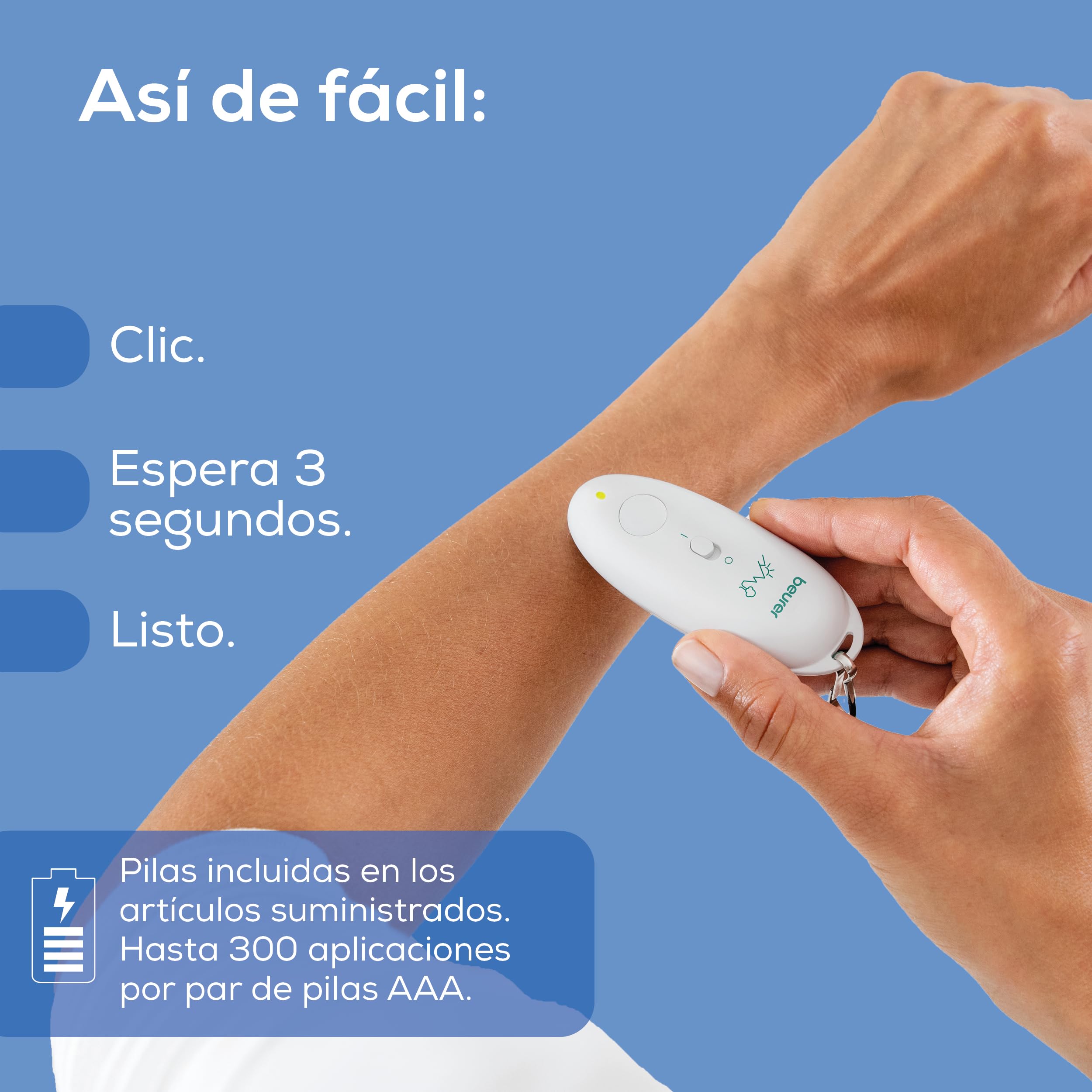 Beurer BiteX Travel Aparato contra picaduras de insectos BR 10, para tratar picaduras y mordeduras, alivia la comezón, pequeño lápiz de calor con mosquetón, gadget de viaje