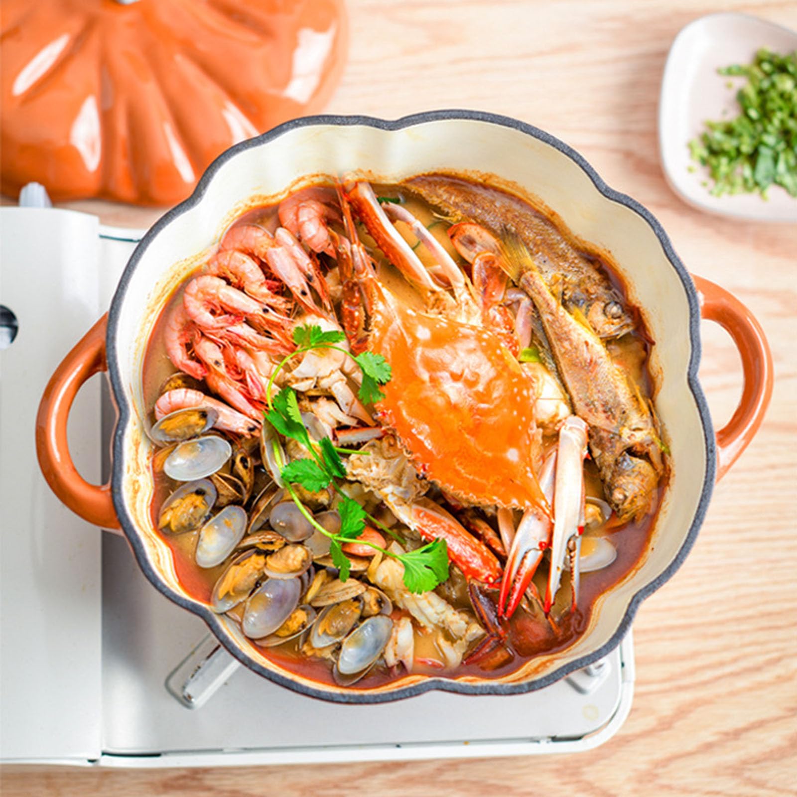 Kürbis-förmiger Dutch Oven Aus Emaille - 1,85L Herbst-Kochtopf