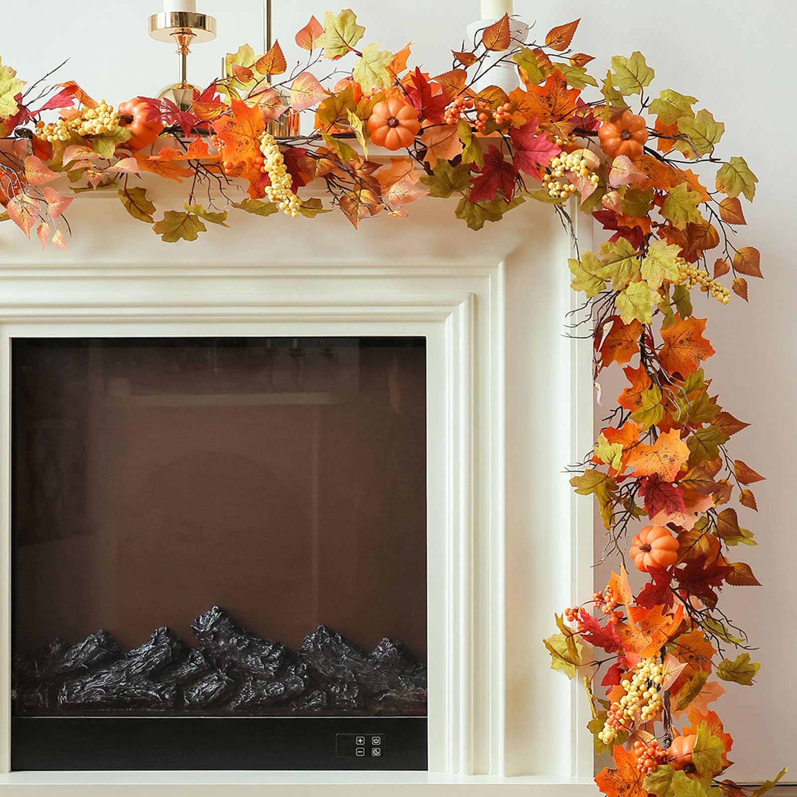 MIZII Fall Decor Artificial Maples Leaf Pumpkin Garland