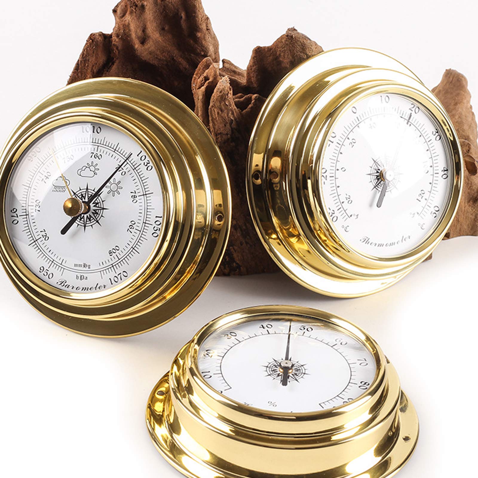 4 pezzi/Set termometro igrometro barometro orologio rame per conchiglie zirconio marino per la stazione meteo 4 pollici termometro digitale per interni