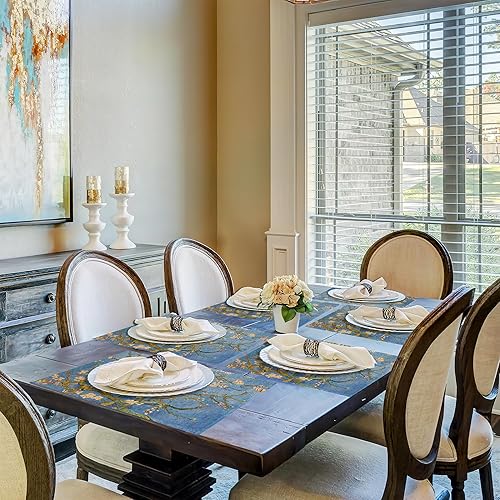 Miniatura 6 de Juego de 6 manteles individuales con diseño de almendros en flor, resistentes al calor, lavables, antideslizantes, para decoración de fiestas,