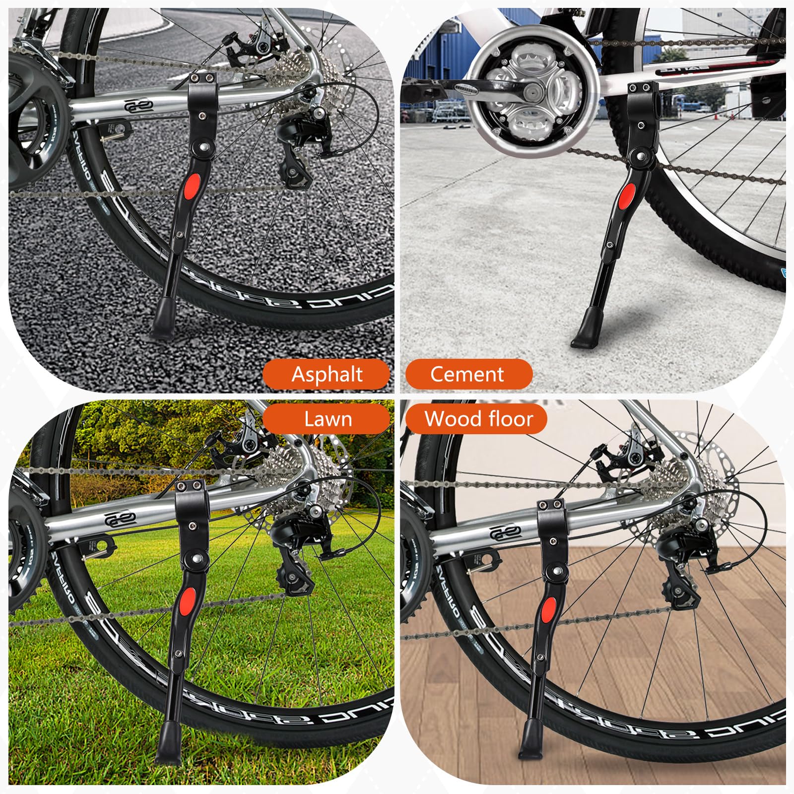 Vinabo Stojak rowerowy, regulowany, wysokiej jakości stop aluminium, boczny, antypoślizgowa gumowa nóżka, stojak 24-27 cali, BMX, 700C, MTB-czarny