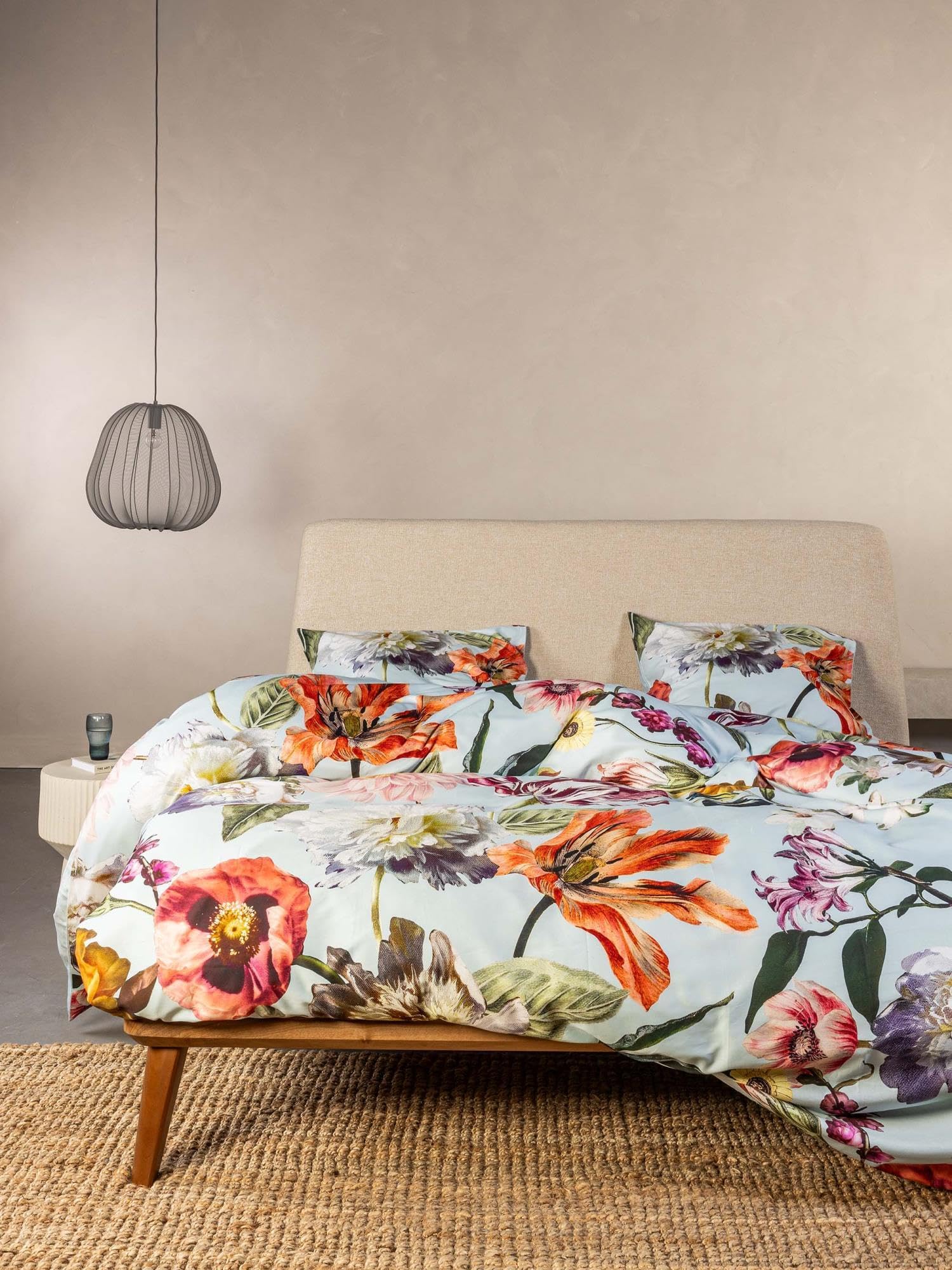 ESSENZA Bettwäsche Filou Pastellblau, 135x200 + 1x 80x80 cm - 100% Baumwollsatin 209TC - Blumen