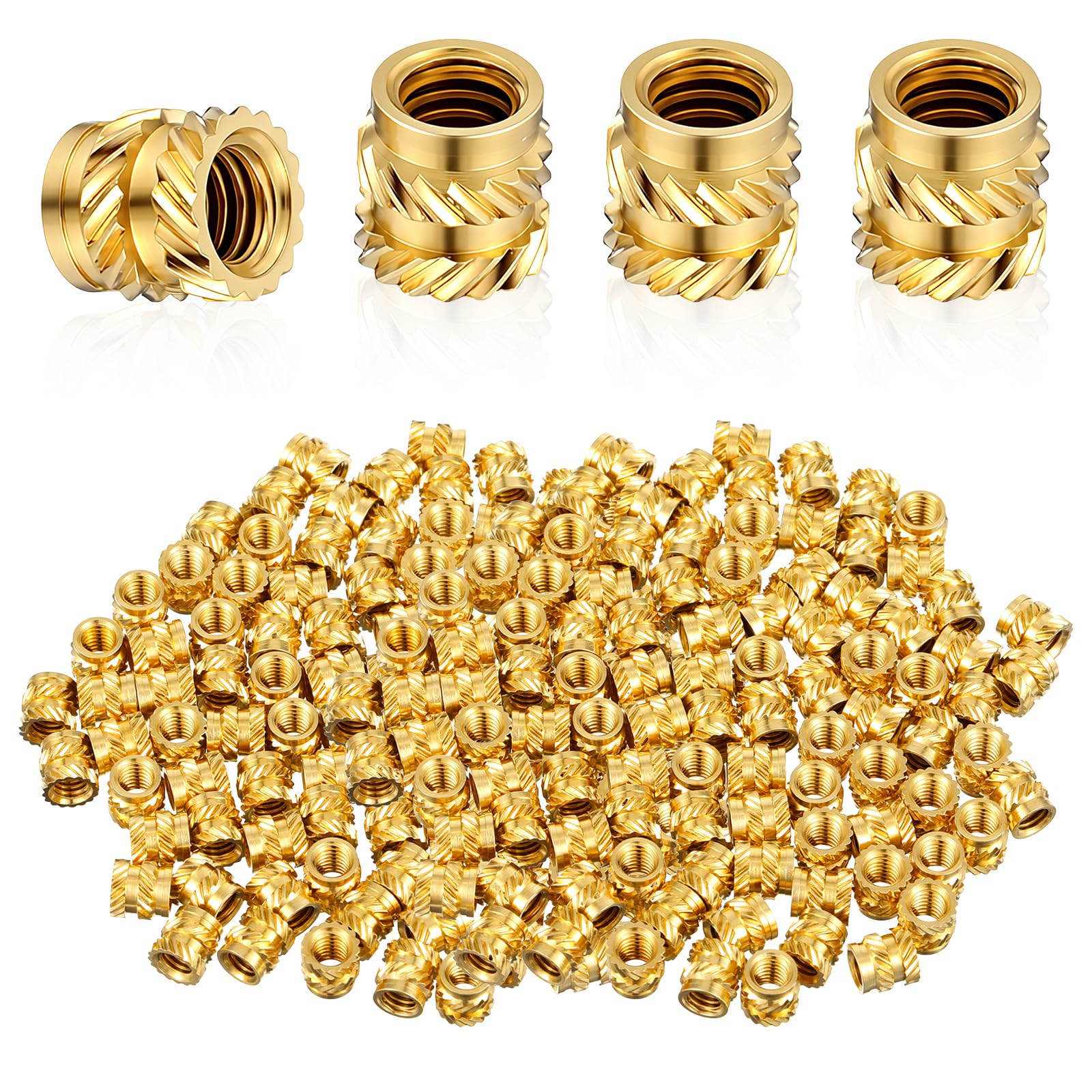 100 Pcs M5 Threaded Insert, M5 Heat Set Inserts, M5xD7xL6 Threaded Inserts for 3D Printing Components and Plastic Parts, Brass Metric Knurled Nuts