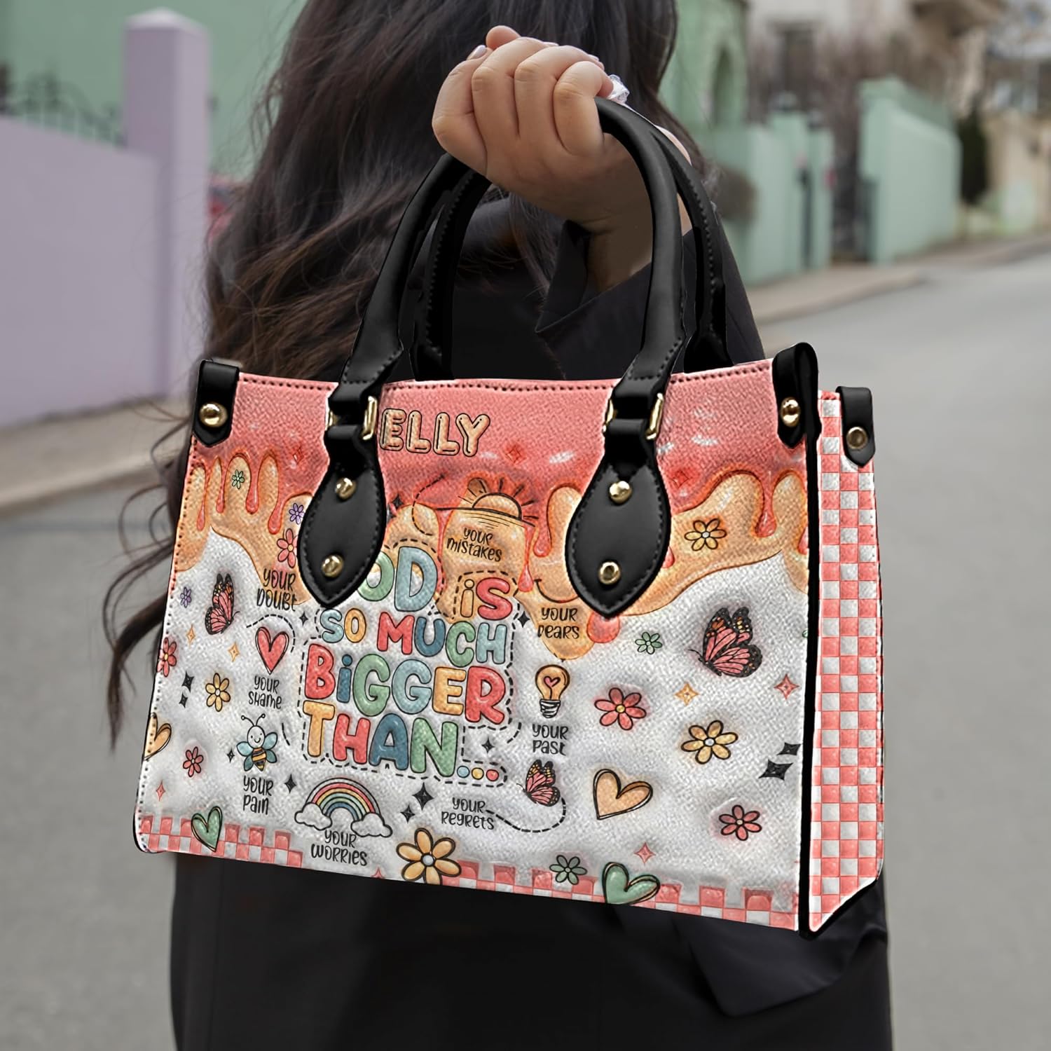 Personalized Christian Leather Handbag for Women, Bible Scripture Purse, Religious Handbag with Custom Name, Christian Gift - Image 2