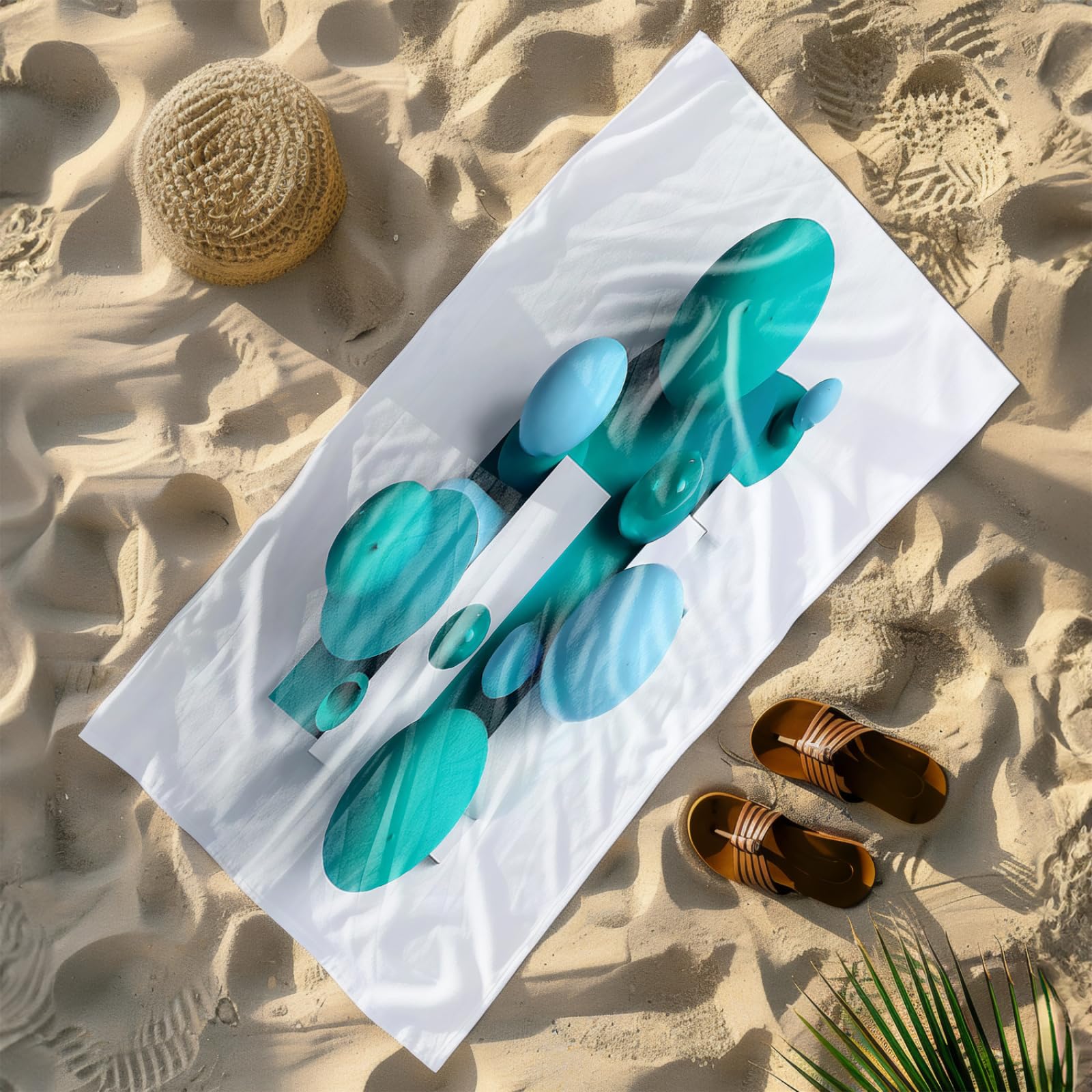 Beach Towel 80x160 Green Blue Abstract Microfibre Quick Dry Towel for girls,Pool Swimming Travel Towels,Sand-Resistant, Absorbent, Lightweight