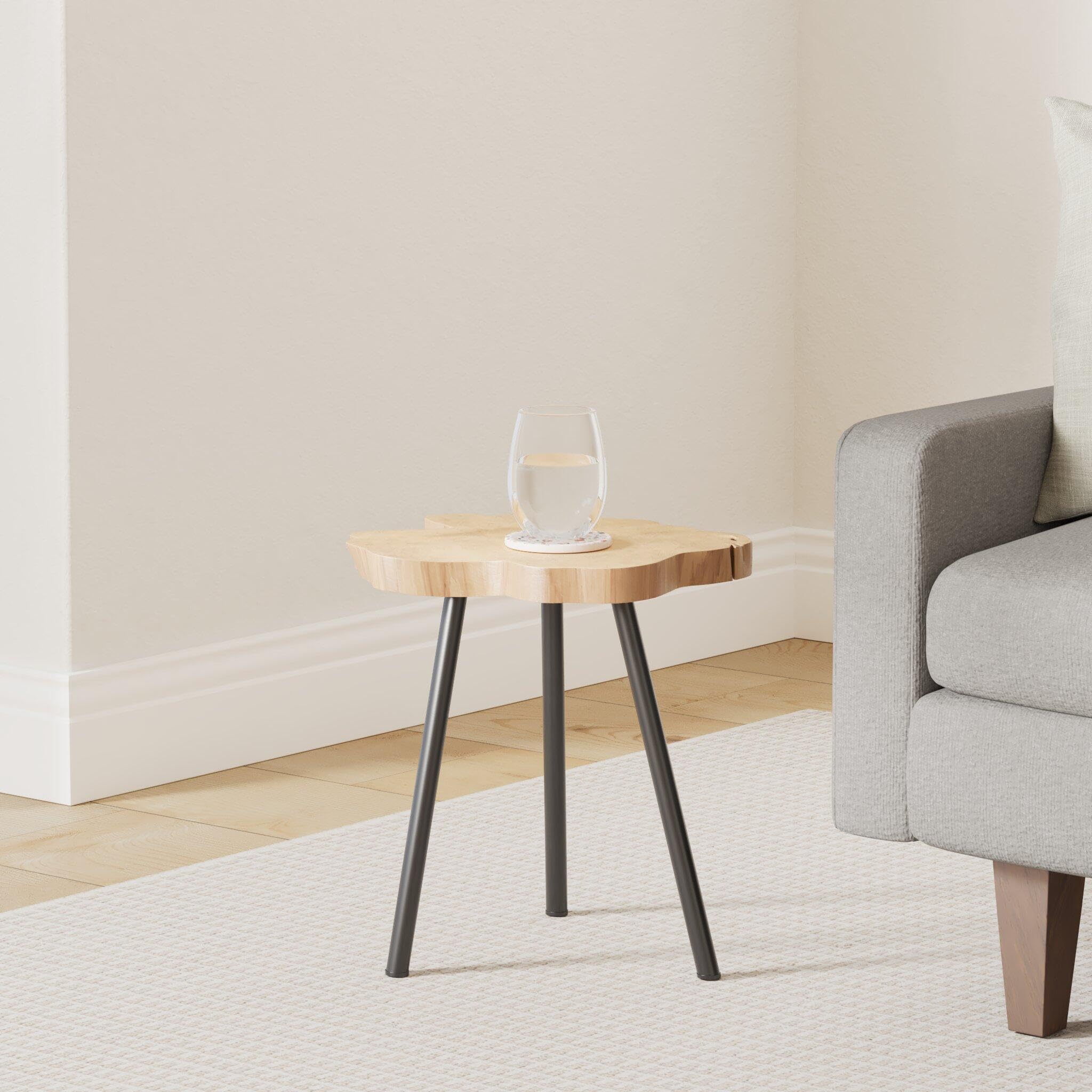 Mesa auxiliar de madera de teca J010 raíz trípode maciza